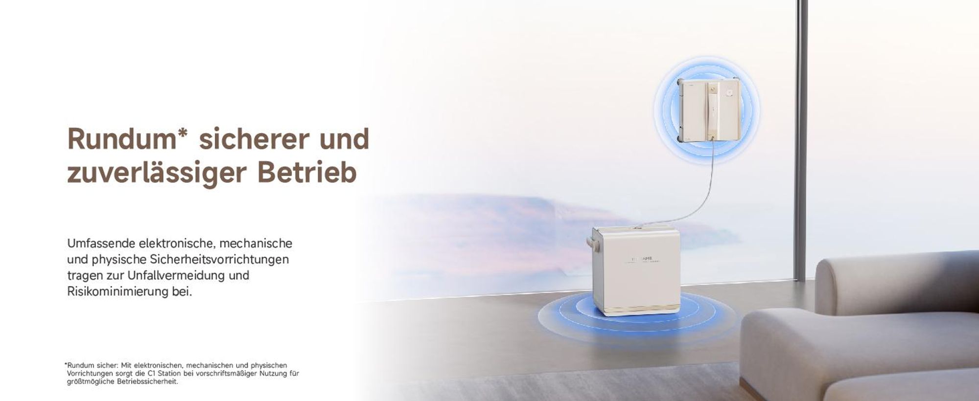 Dreame C1 Station Fensterputzroboter,5500Pa Saugkraft,Stabil und sicher,Nass-und Trockenreinigung,Dual-Spray,CornerClean,Intelligente Navigation,Creme