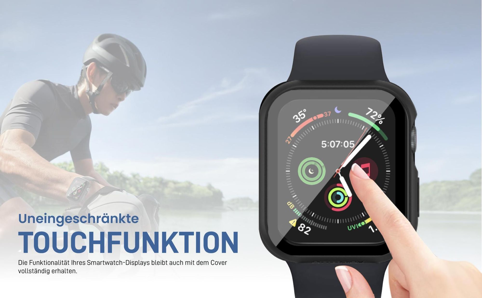 Transparent Watch Bumper für Apple Watch Series 7 / 8 / 9 45 mm mit Aufprallschutz