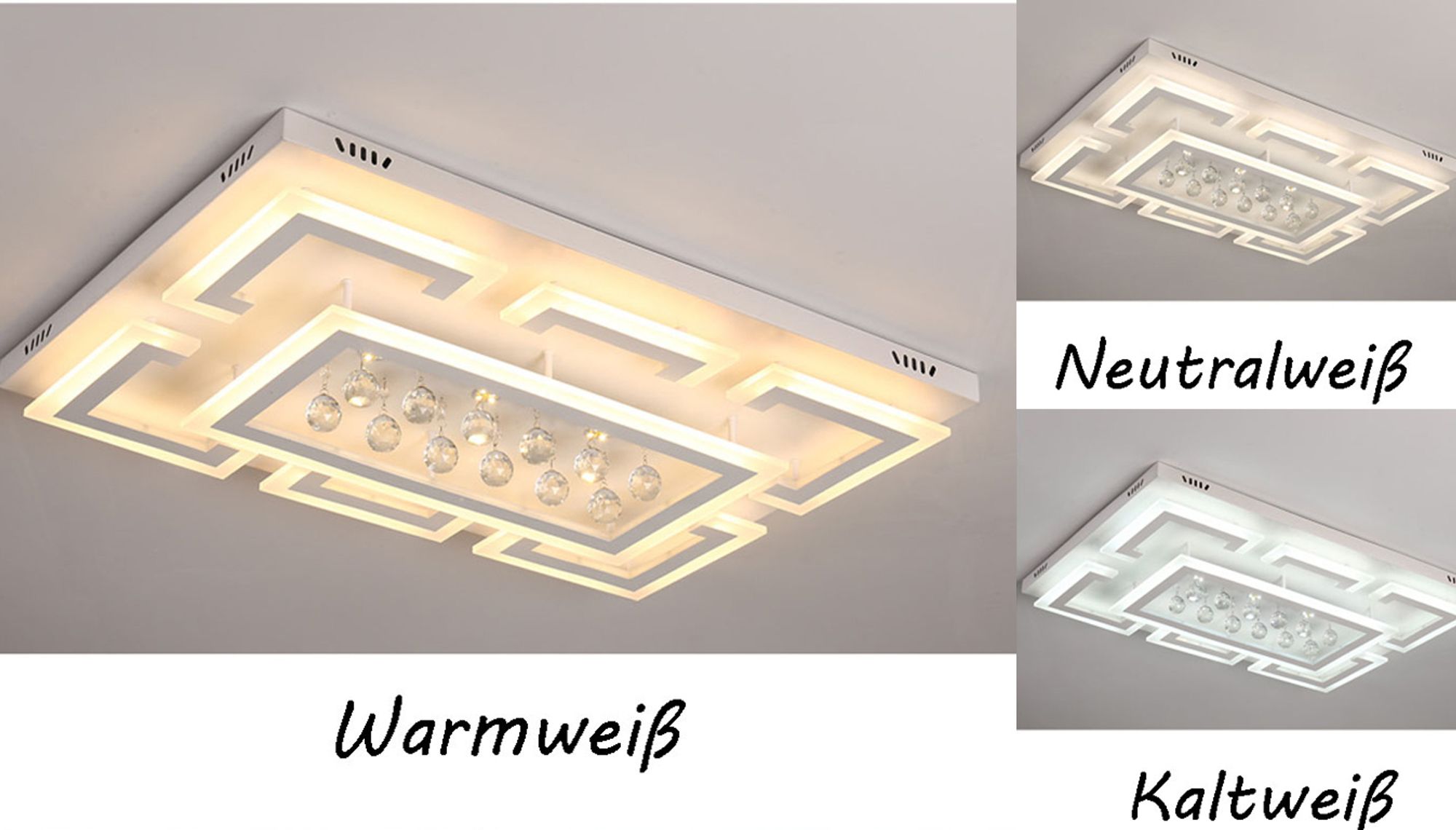 LED Deckenleuchte XW803 75x50cm 70W mit Fernbedienung Lichtfarbe/Helligkeit einstellbar dimmbar  A+LED Wohnzimmerleuchte Kronleuchte Pendelleuchte Deckenlampe Deckenstrahler LED Deckenleuchte