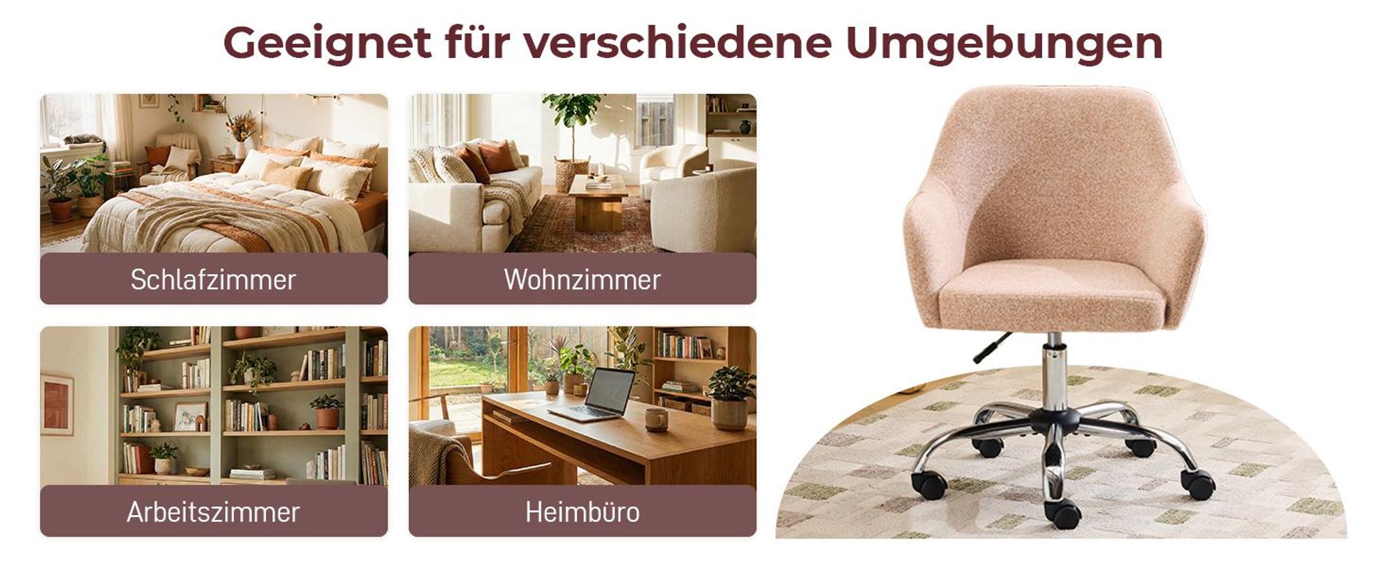Schreibtischstuhl mit Armlehnen, Drehstuhl mit Rollen, Bürodrehstuhl, Polsterstuhl,Orange