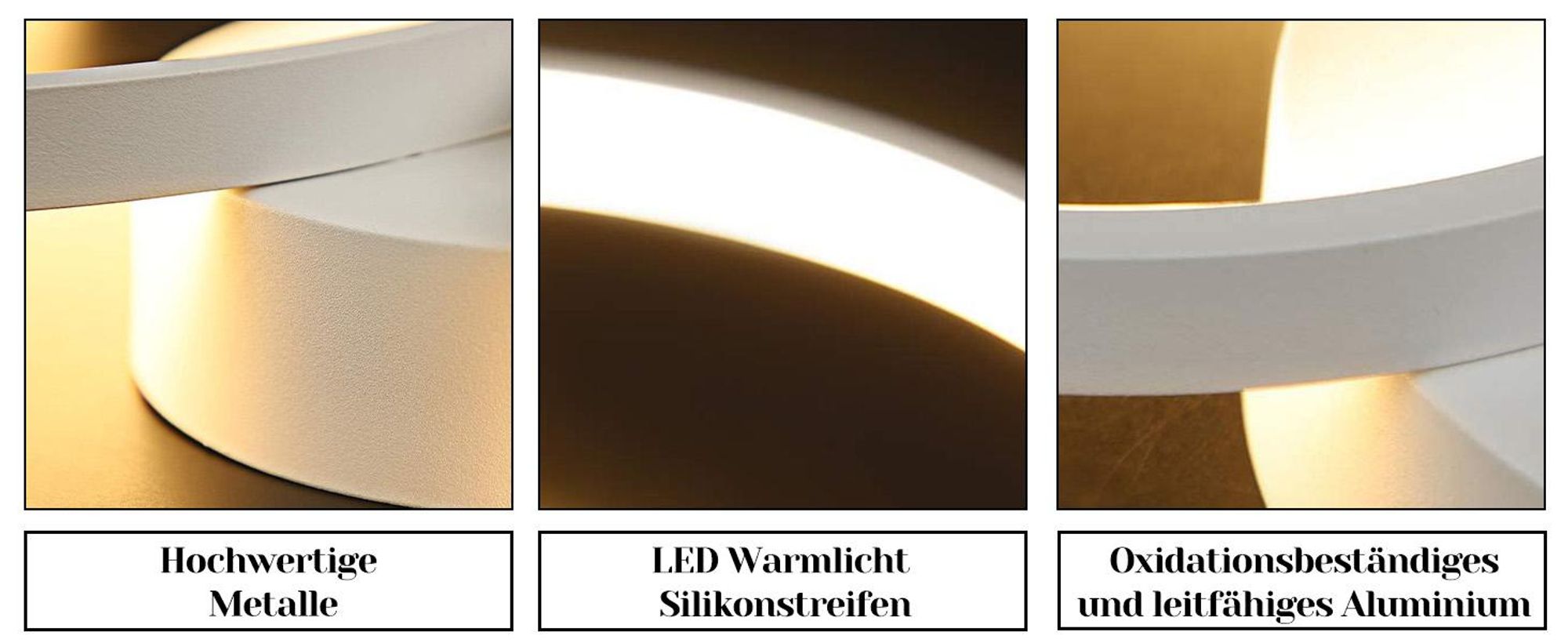 Plafonnier LED ZMH moderne à 4 ampoules, design circulaire, 3000 K (blanc chaud), luminaire d'intérieur en métal, pour salon et chambre à coucher
