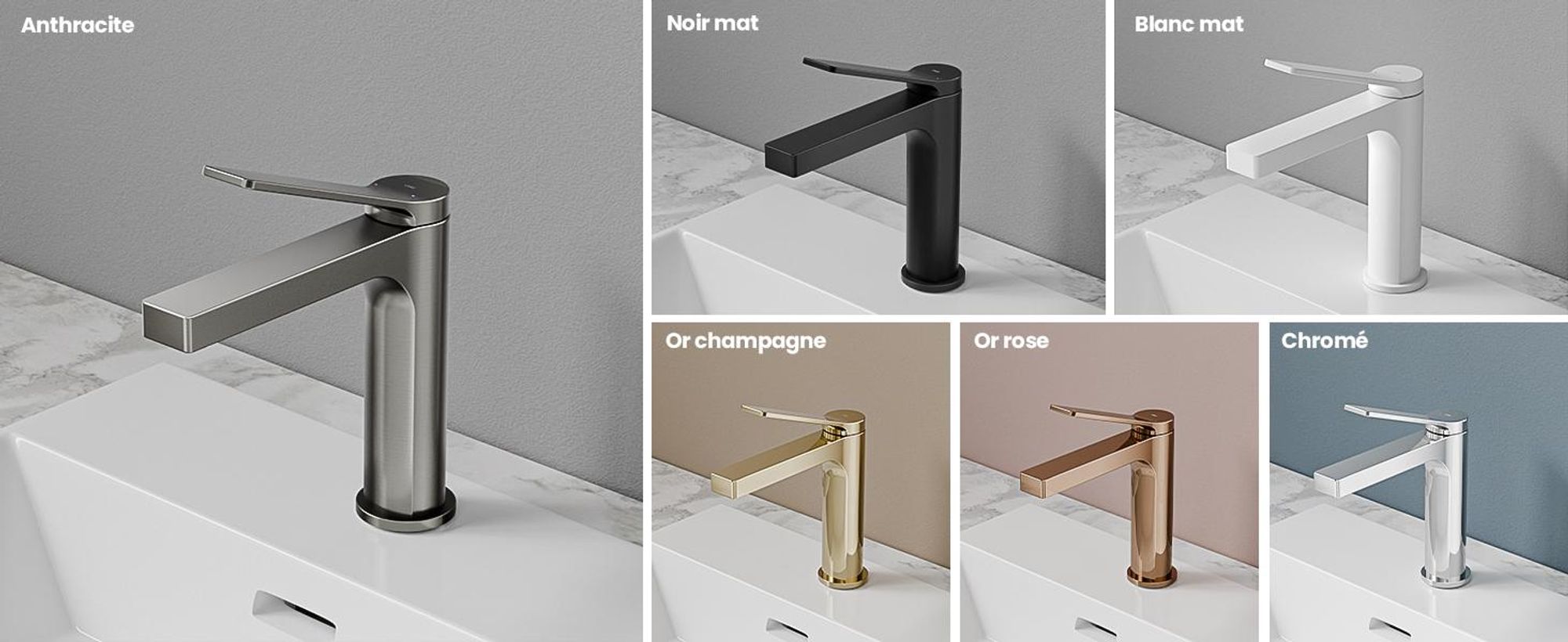 EMKE Robinet salle de bain anthracite mat 195x173x46mm, laiton, cartouche céramique, robinet salle de bain, mitigeur lavabo, mitigeur lavabo
