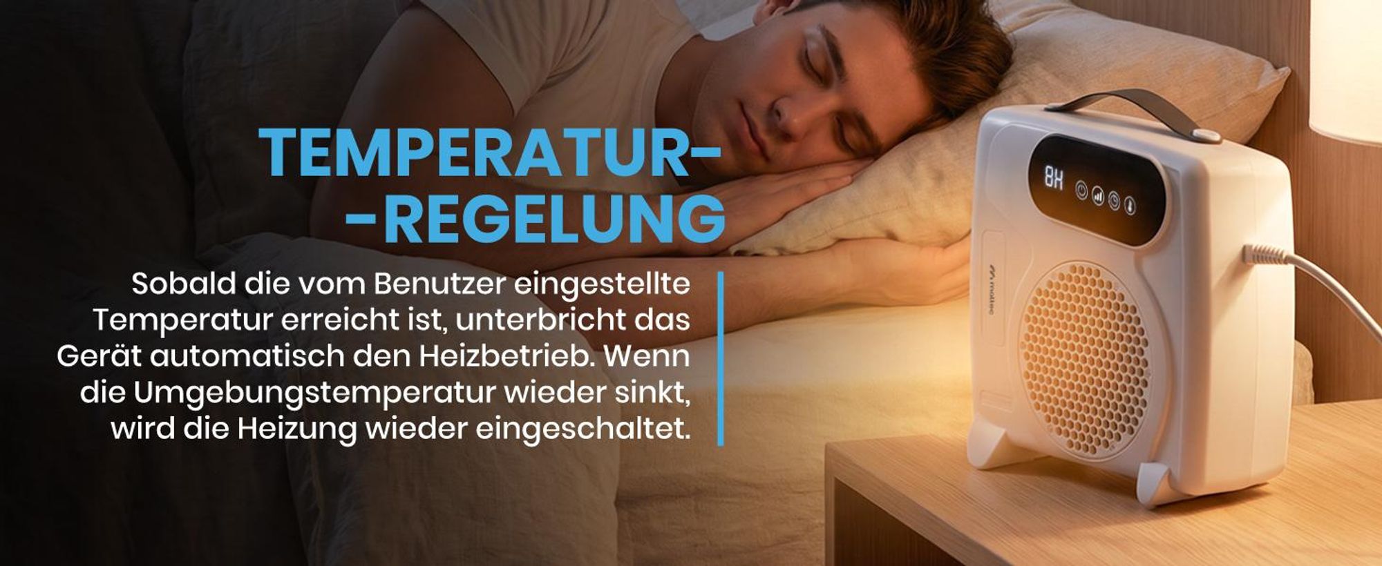 Heizlüfter Schnellheizer Elektroheizung Ventilatorfunktion 2000 W mit Thermostat