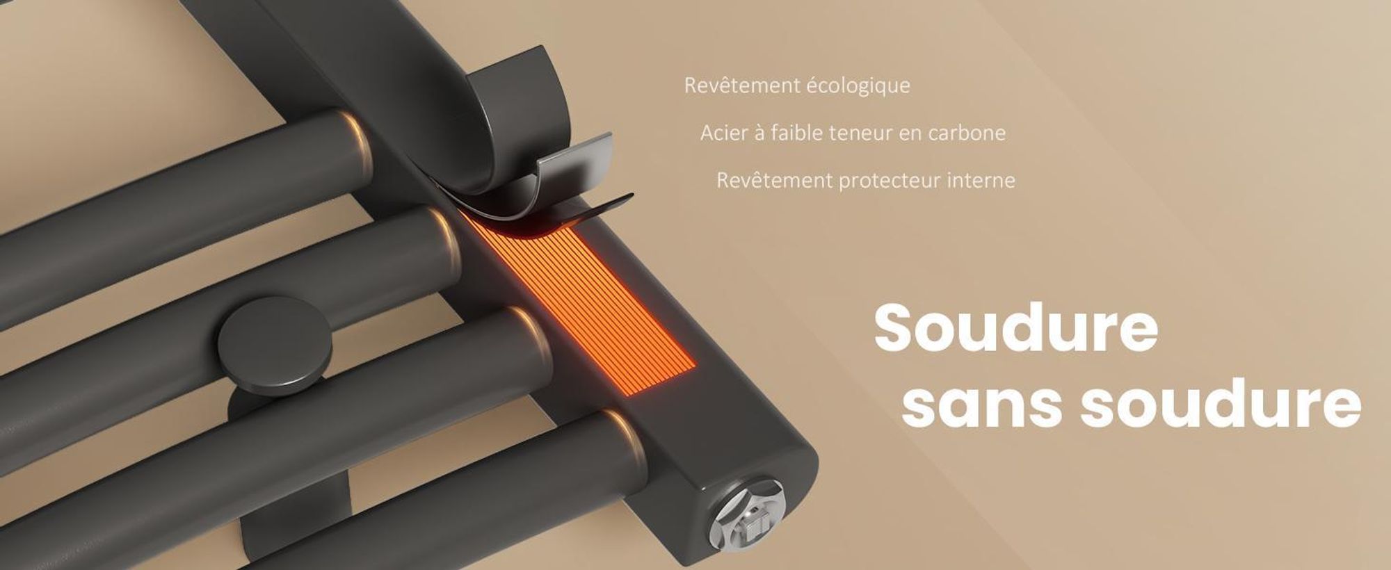 EMKE Sèche-serviettes électrique 75 x 50 cm 300 W anthracite courbé Radiateur de salle de bain classique électrique Thermostat Radiateur sèche-serviettes