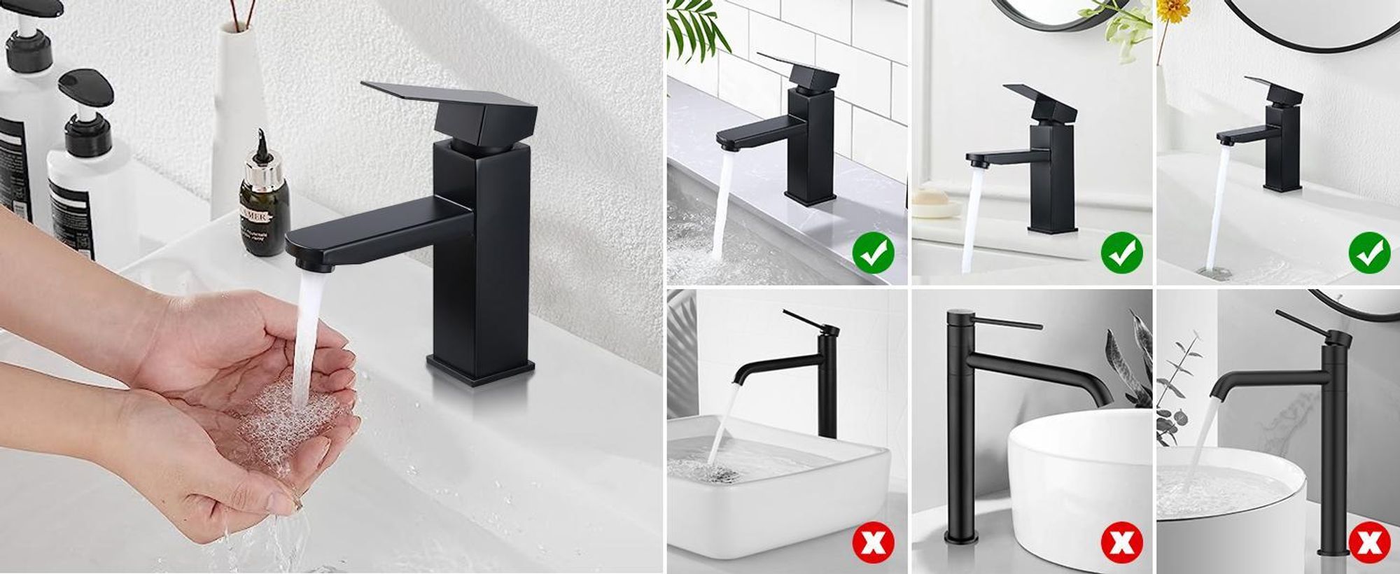 Homelody Badarmatur mit Pop-Up Ablaufventil, Wasserhahn Bad Schwarz Edelstahl,Waschtischarmatur mit Ablaufgarnitur 1 1/4 Zoll Messing Ventil Ablauf