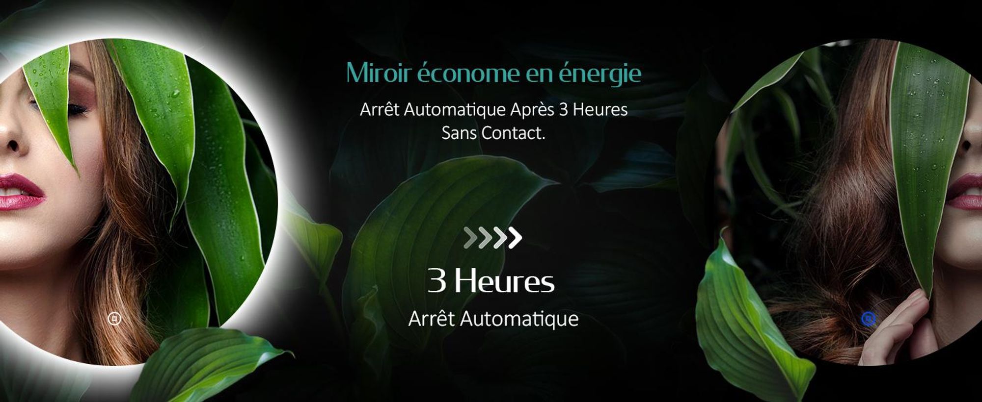 Miroir de salle de bain LED EMKE rond 60 cm Miroir LED Miroir de salle de bain avec éclairage Miroir lumineux blanc froid Miroir mural avec interrupteur tactile IP44 Économie d'énergie