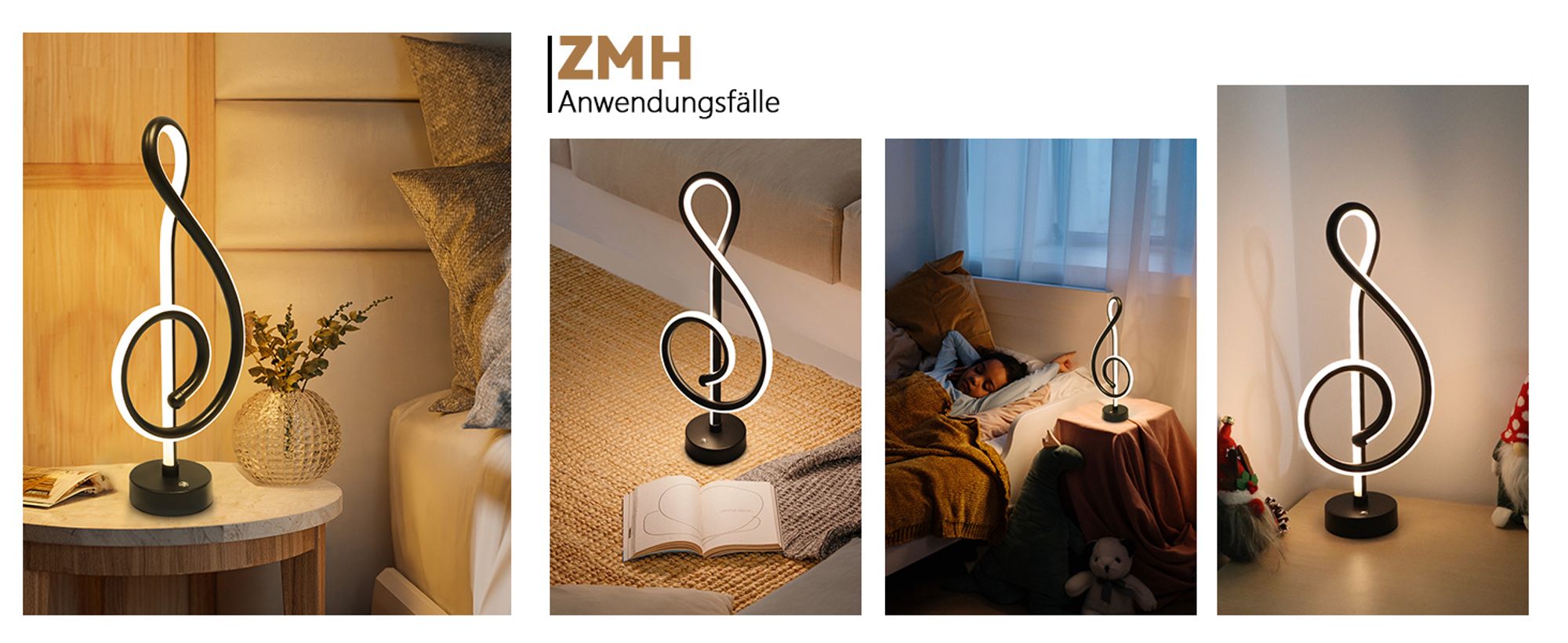 ZMH LED Tischlampe Nachttischlampe Kabellos Touch Dimmbar Akku Tischleuchte mit USB Aufladbar Schwarz Nachttischleuchte Wohnzimmer ohne Kabel Batteriebetrieben Modern Tischlampen für Schlafzimmer