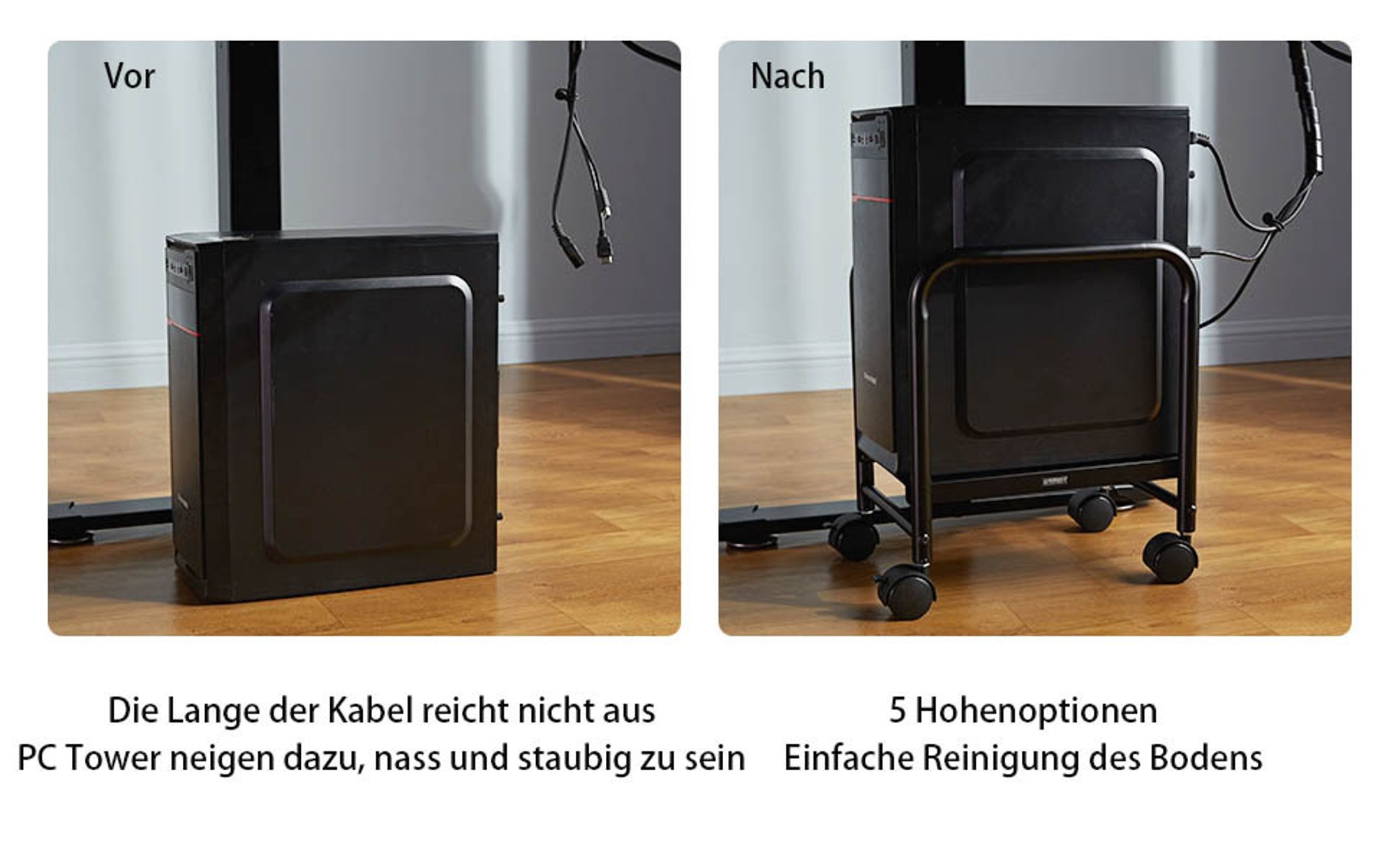 EUREKA ERGONOMIC PC Rollwagen Höhenverstellbarer Computerständer Computerschrank Rollbar Tower Ständer mit Rollen