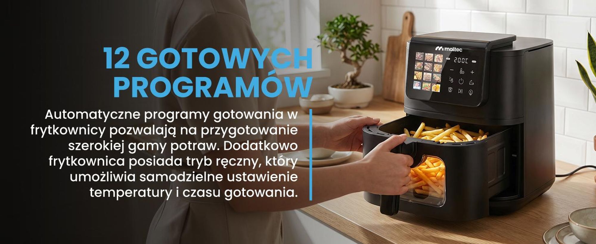 Frytkownica Beztłuszczowa Duża Okienko Frytownica Tacki AirFryer2000W-8LB