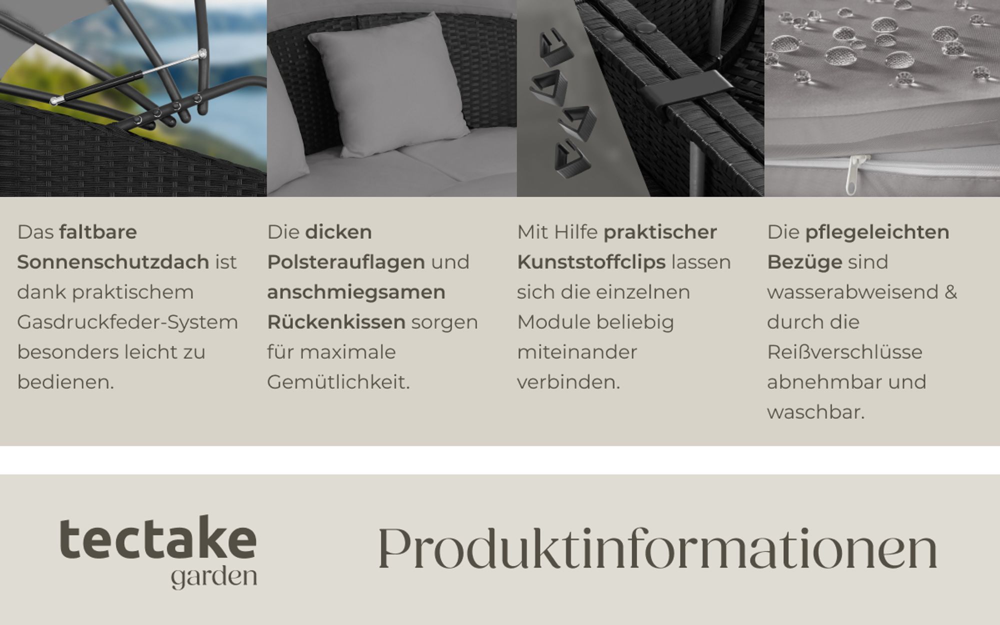 tectake® Rattan Sonneninsel Santorin widerstandsfähig UV-beständig