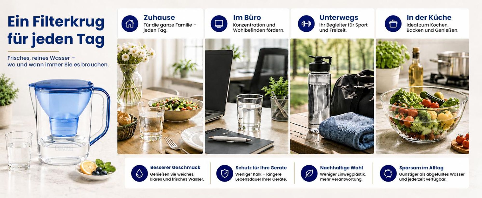 WATUS Kannen 3.8L für Brita Wasserfilter , Kompatibel mit alle BRITA ,Maxtra+ Plus, Maxtra Pro, All-in-1 Wasserfilter, Enthält Eine Watus Kartuschen