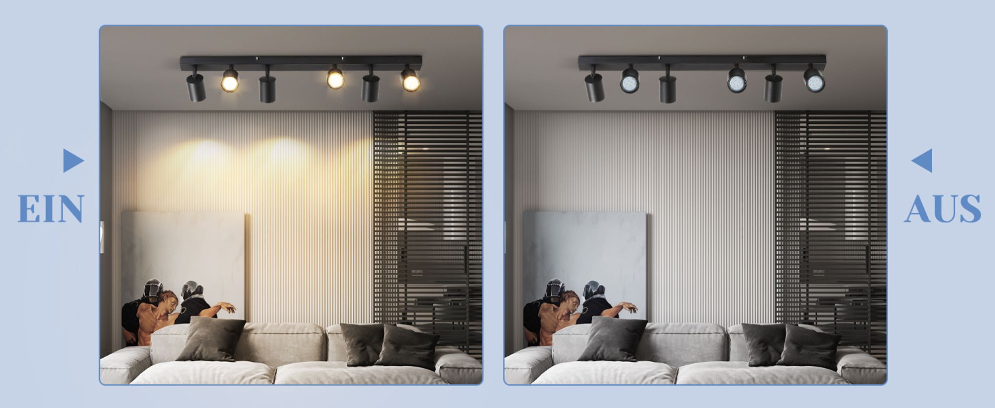 ZMH LED Deckenstrahler 6 Flammig Deckenlampe GU10 Metall Deckenspots Schwenkbar 350° Deckenleuchte Schwarz für Wohnzimmer Schlafzimmer Flur