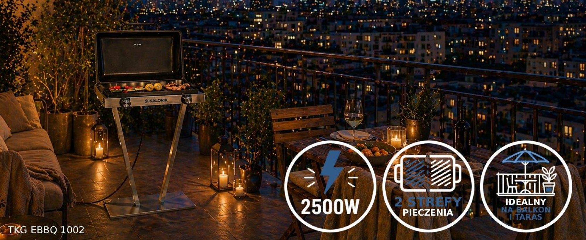 Elektryczny grill ze stali nierdzewnej TKG Team Kalorik TKG EBBQ 1002 L