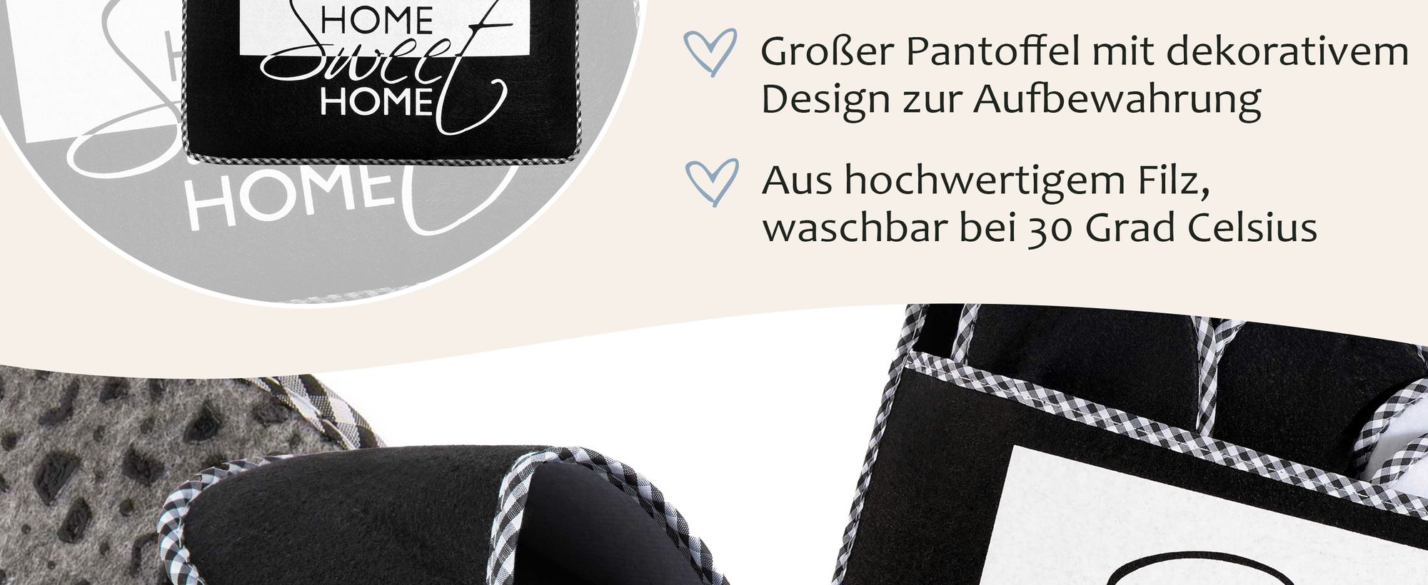 ONVAYA® ABS Gästepantoffel | Home Sweet Home | 6er Set | Antirutsch Sohle | Hausschuhe | Filzpantoffel | Gr. 36-45 | Gästehausschuhe