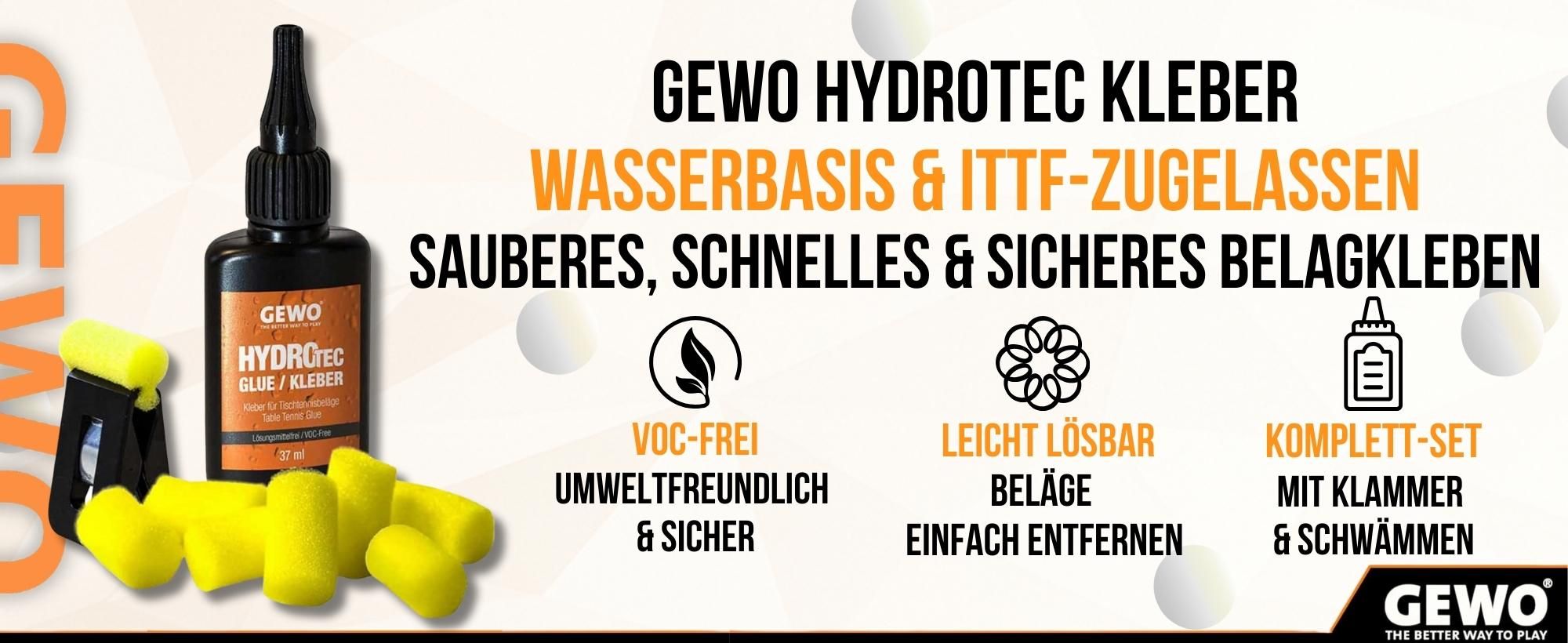 GEWO Tischtennis Kleber HydroTec, Tischtenniskleber wasserbasis, VOC frei Tischtenniskleber