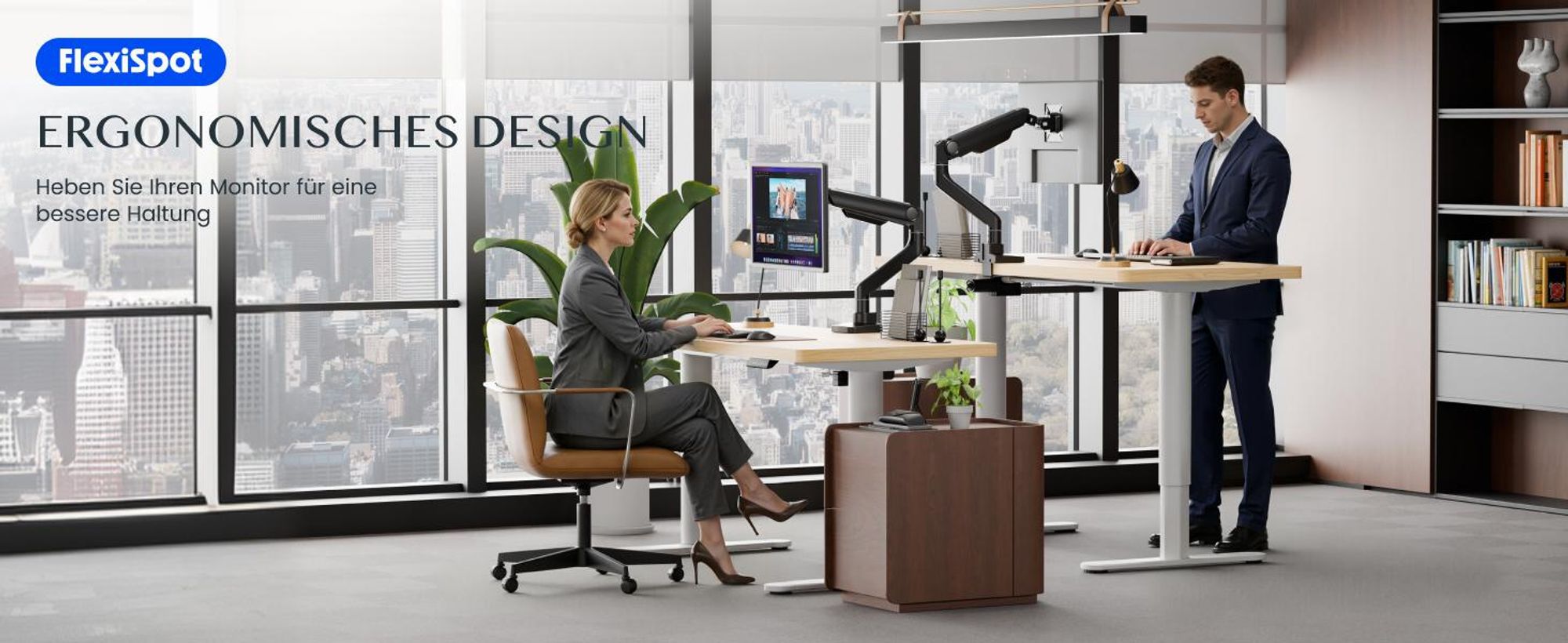 FLEXISPOT MA1 Monitorhalterung 17–32 Zoll, Gasdruckfeder Monitorarm für 1 Monitor, höhenverstellbar & schwenkbar, VESA 75x75/100x100