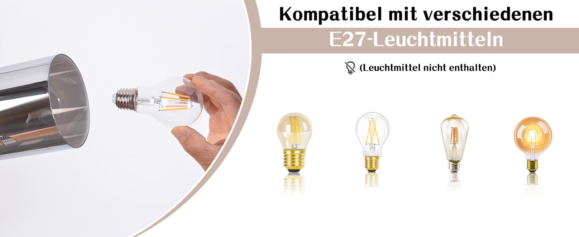 ZMH Pendelleuchte 4 flammig  Holz Hängelampe E27 Vintage hängend retro Hängeleuchte Rauchglas Pendellampe für Esszimmer Küche Ohne Leuhctmittel