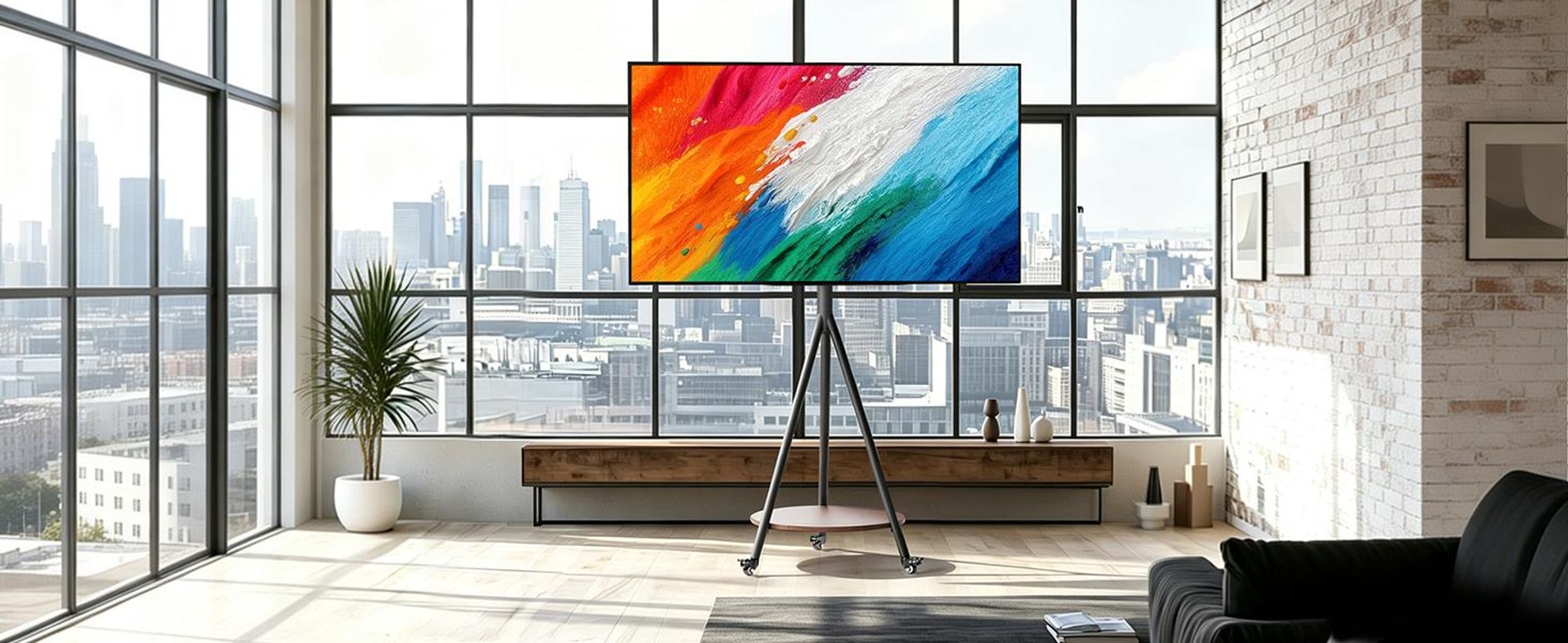WISFOR TV Standfuss Rollbar für 40–75 Zoll Fernseher, TV Ständer mit Ablagen Höhenverstellbar bis zu 50 KG, Max. VESA 600 x 400mm, Schwarz