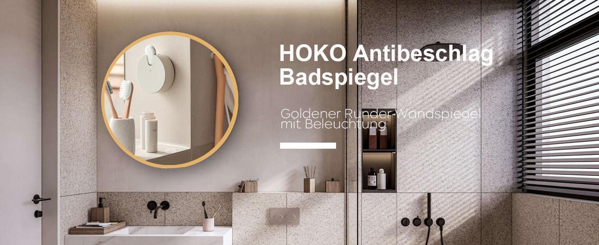 HOKOBadspiegel Anti-fog Rund 80cm mitRahmen+TouchSchalter+LichtWechsel Warmweiß-Kaltweiß-Neutral Licht mit TouchSchalter und Wandschalter einschaltbar