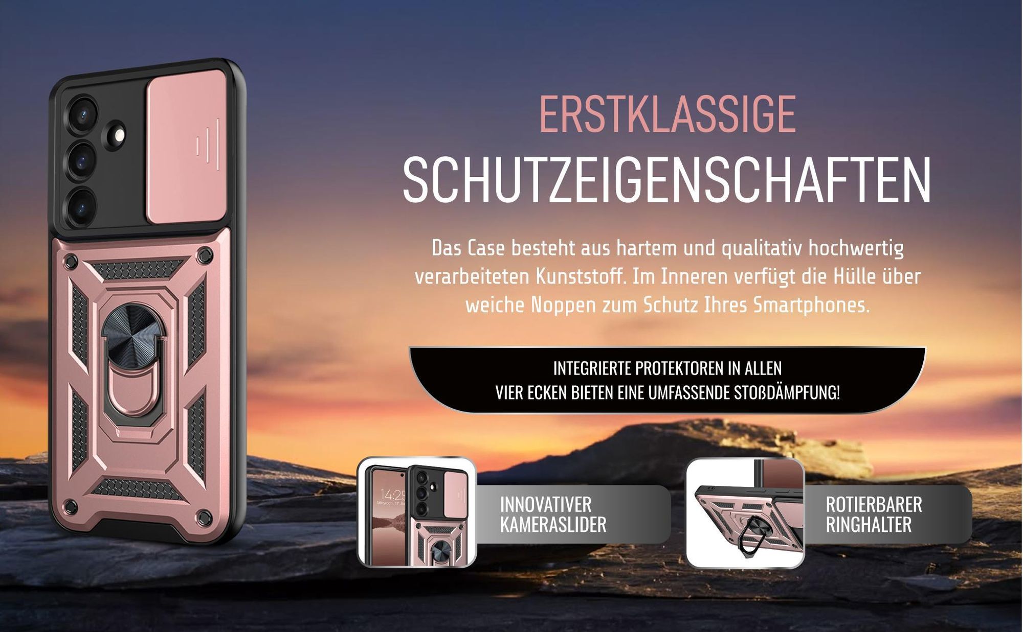 Handycase in Rosegold für Samsung Galaxy S26 FE mit Ringhalter