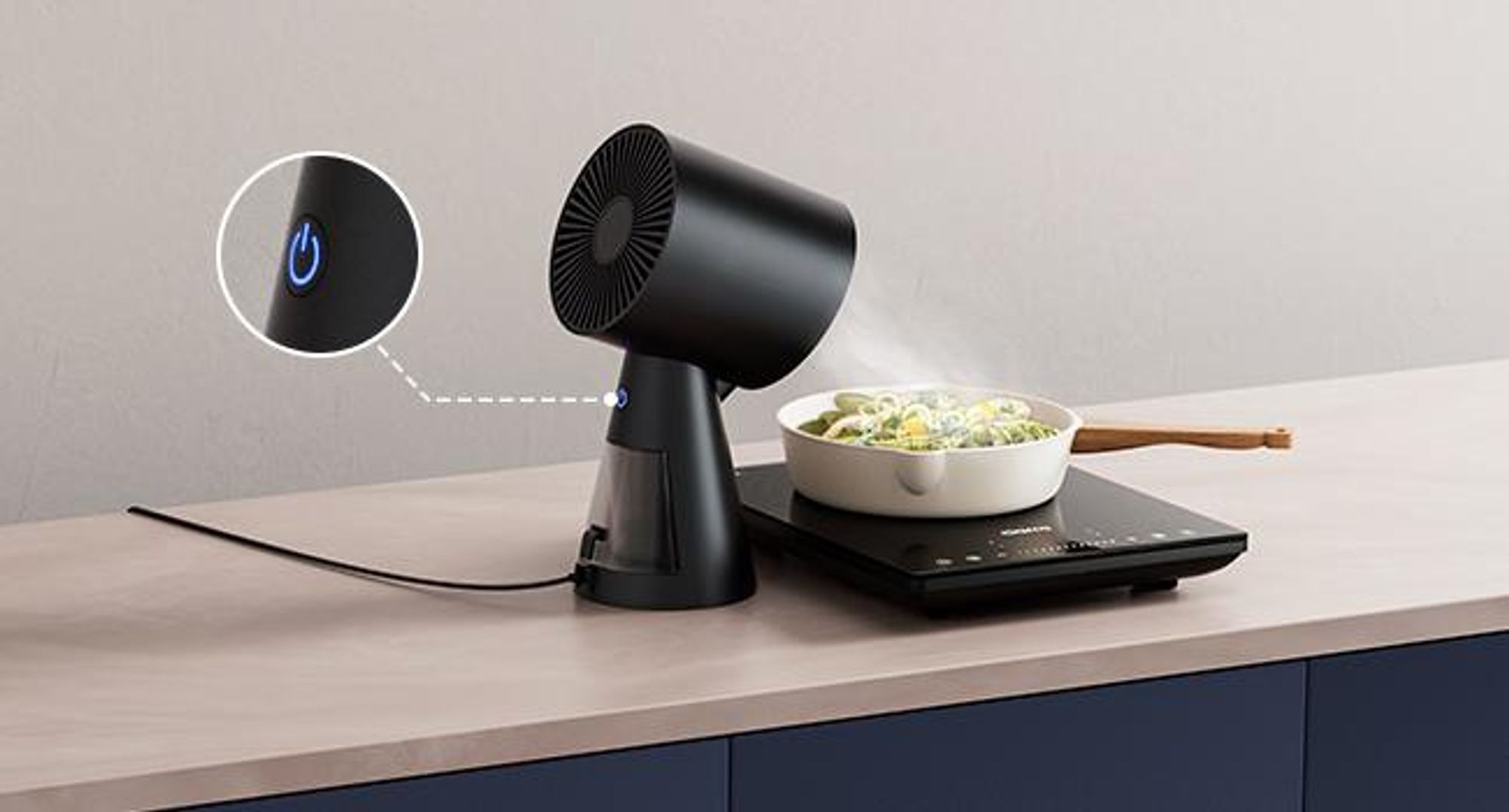 CIARRA HOOD TO GO Mini-hotte aspirante Portable Hotte de table Hotte aspirante mobile Recyclage de l'air 2 vitesses Noir VMPHB01