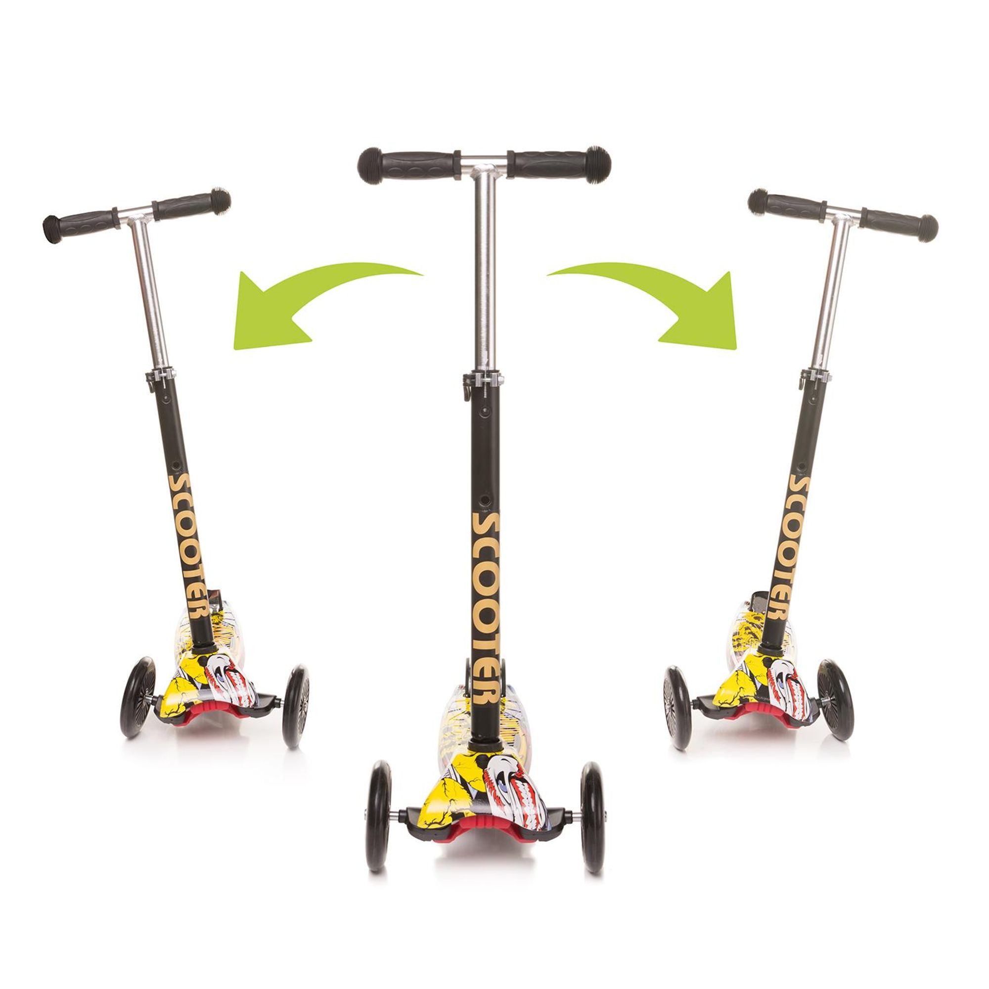 4Baby | KinderRoller - Kinderscooter - Dreiradscooter - mit LED Räder, höhenverstellbar, klappbar, bis 50kg belastbar, ABEC-7 Lagern, ab 2 Jahre