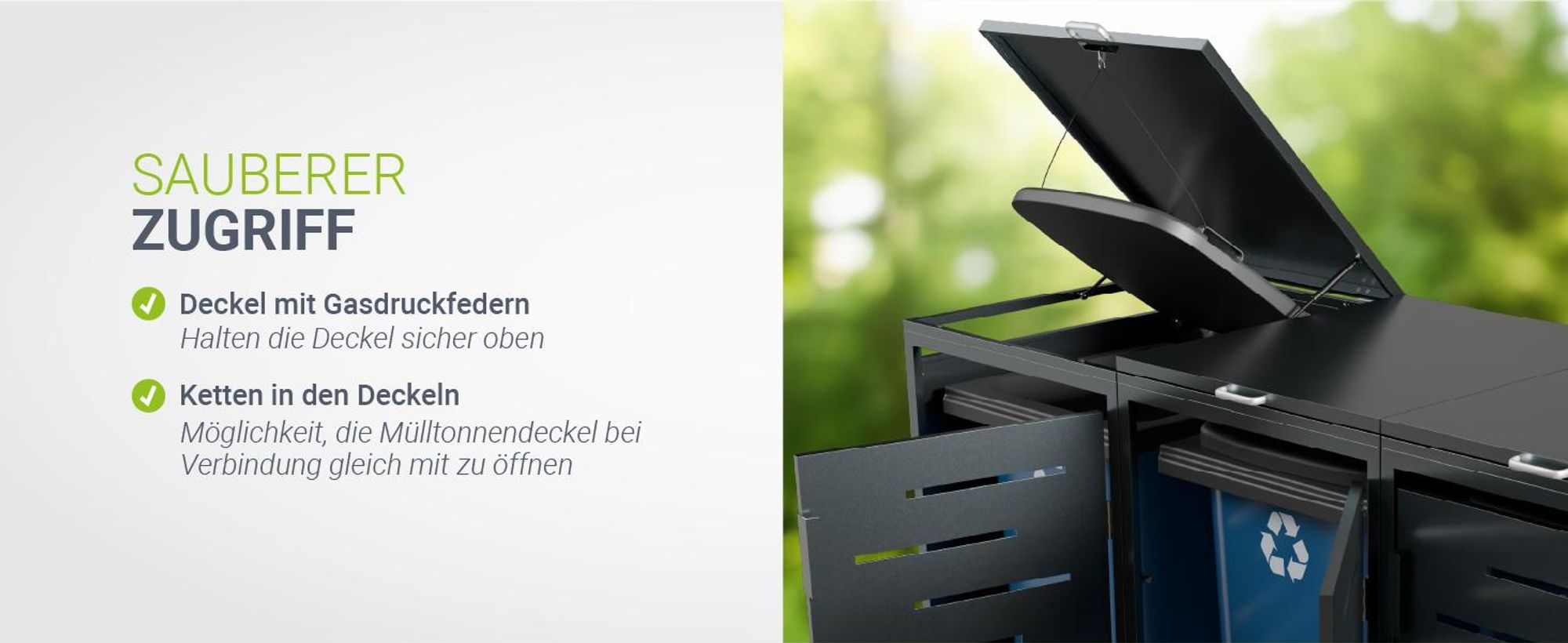 Juskys Mülltonnenbox Arel 3er - Metall Gartenbox - Anthrazit