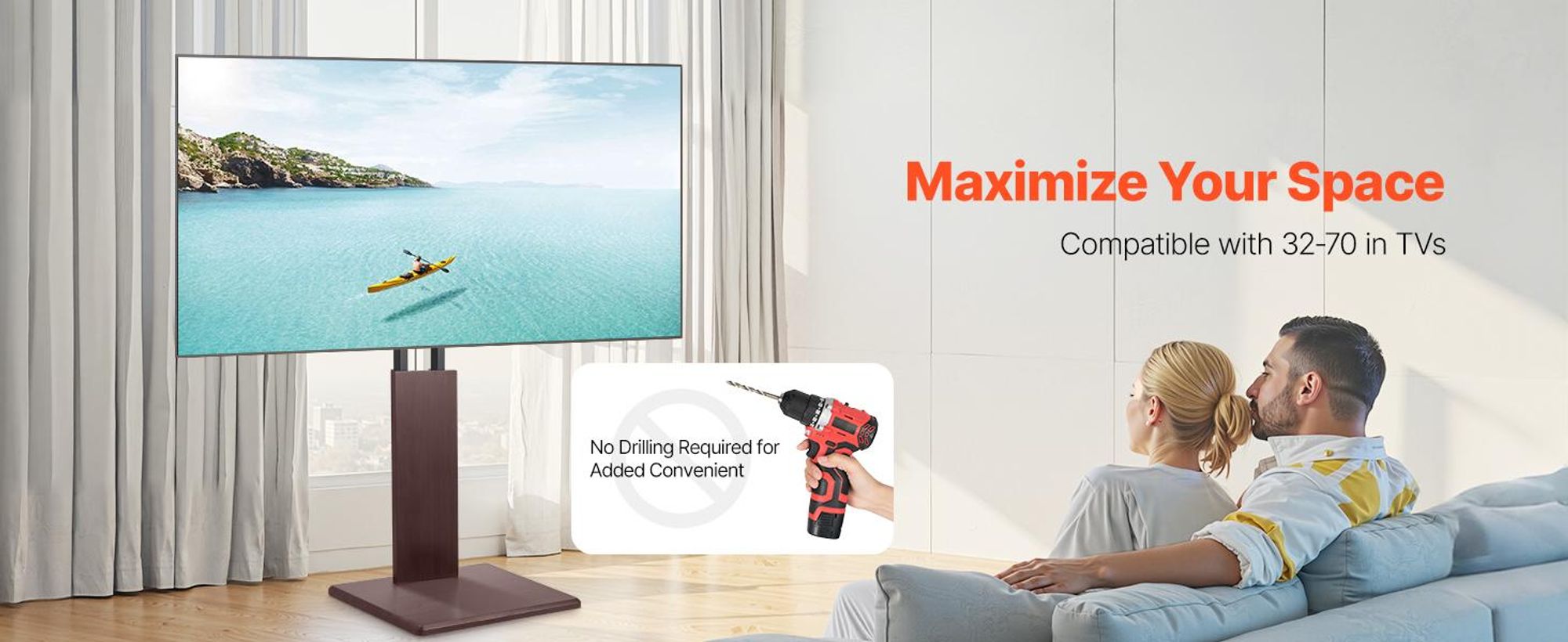 VEVOR Rollender TV-Ständer, Mobiler TV-Wagen für 35-100 Zoll LED/LCD/OLED Flach-/Curved-TVs, Tragbarer Monitorständer mit Rädern für bis zu 198 lbs für Wohnzimmer, Schlafzimmer, Büro, Außenbereich, Max VESA 800x600mm, Kein Tray-b, Versteckte Rollenbasis