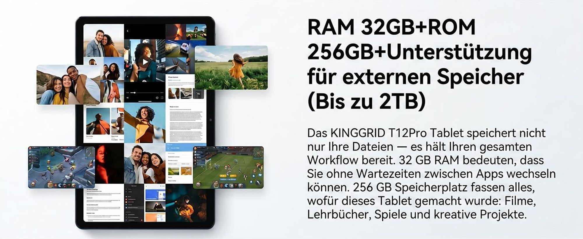 KOBONA-Kingrid T12 Pro 11,5" 2,8K 120Hz, Dual 4G SIM, 8000mAh, 32GB(8+24) RAM+256GB ROM, Android 16, Helio G100, 13MP+8MP Dual Kamera, 2TB Erweiterung