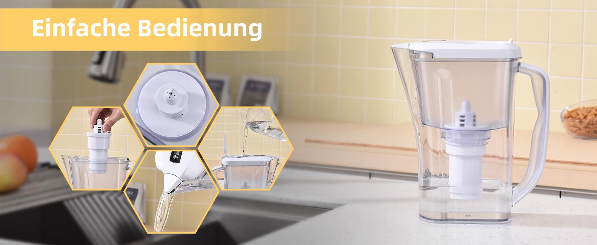 Homelody Wasserfilter Wasserfilter Wasserfilter-Kanne 2,5L weiß inkl. 1 Filterkartuschen