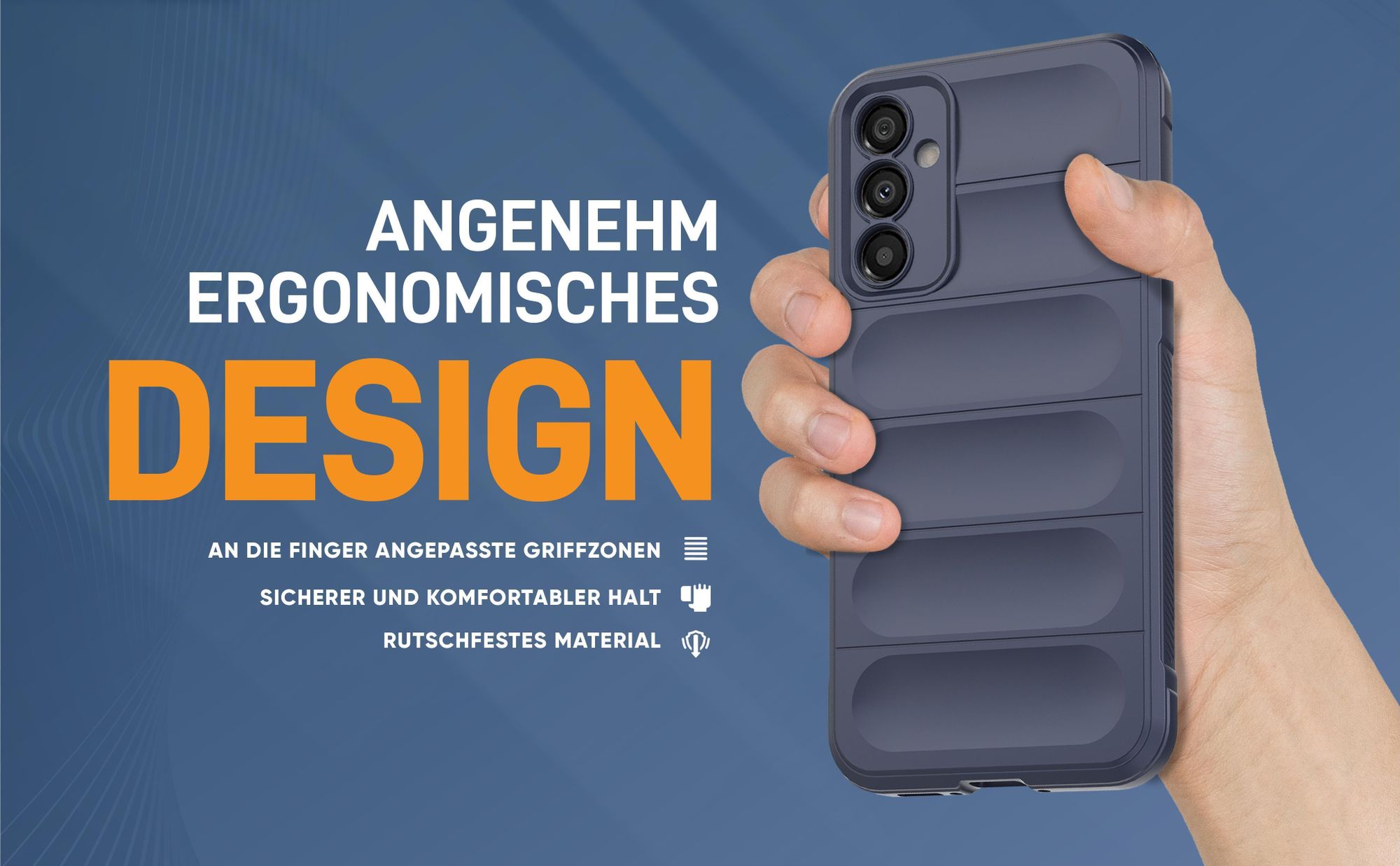 Blaue rutschfeste Hülle für Samsung Galaxy A34 5G mit weichem Mikrofaser Inlay