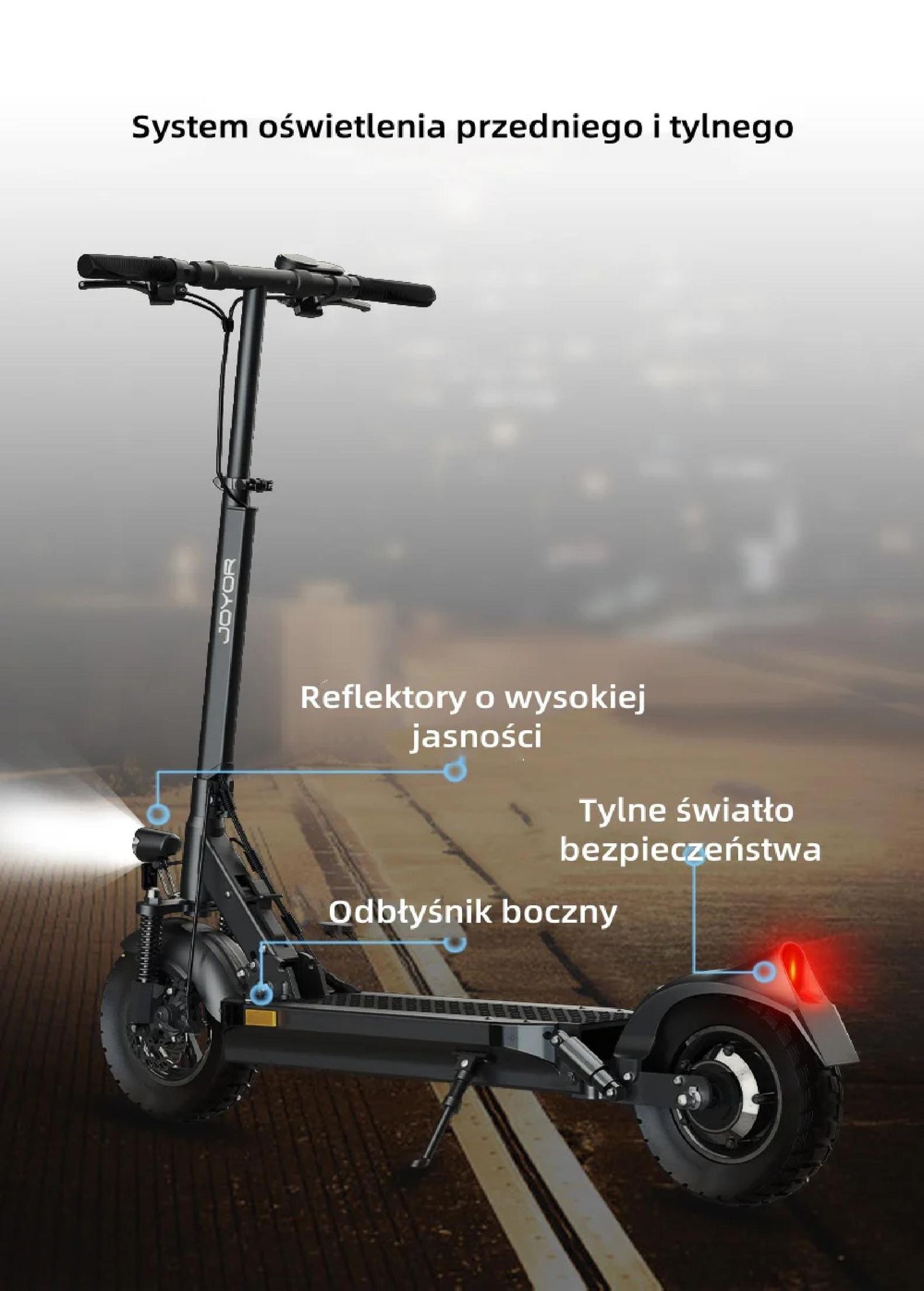 JOYOR Y8-S Certyfikat ABE Składana Hulajnoga Elektryczna - Silnik 500W Baterią 48V26AH 10-calowe Opony - Czarny