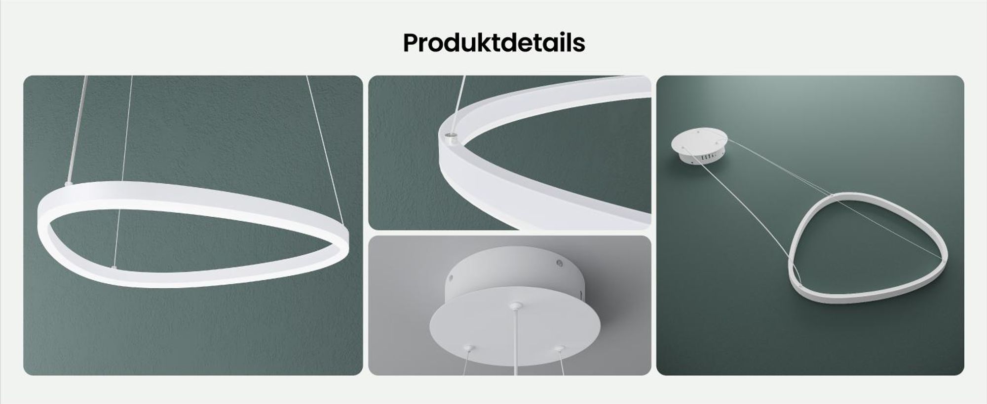 Mai & Mai Pendelleuchte 50cm LED Hängelampe Dynamisches Wellendesign 3000K/4000K/6000K Verstellbares Kabel 15W Schwarz Hängeleuchte Luvina06
