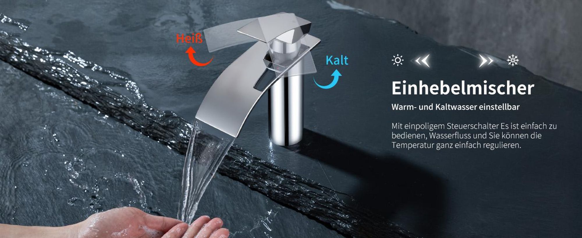 Homelody Wasserhahn Bad, Waschtischarmatur 304 Edelstahl, Waschbecken Armaturen Mischbatterie für Badezimmer Waschbecken handwaschbecken, Verchromt