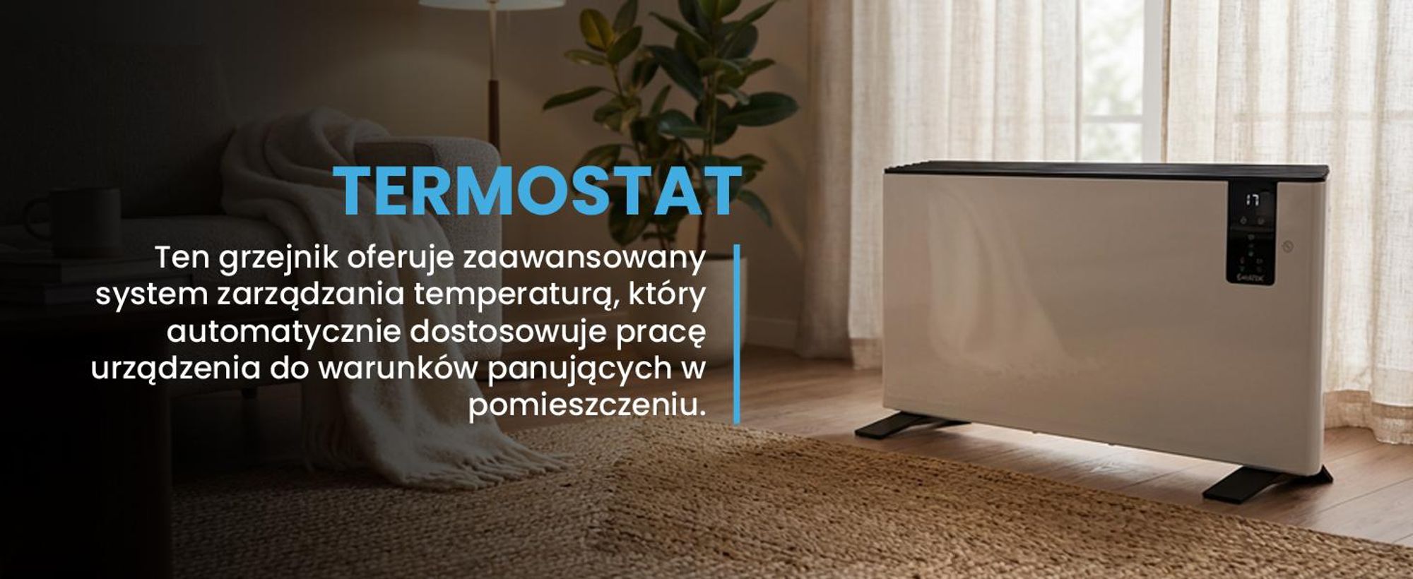 Elektryczny grzejniko konwektorowy z tygodniowym programem i zdalnym sterowaniem