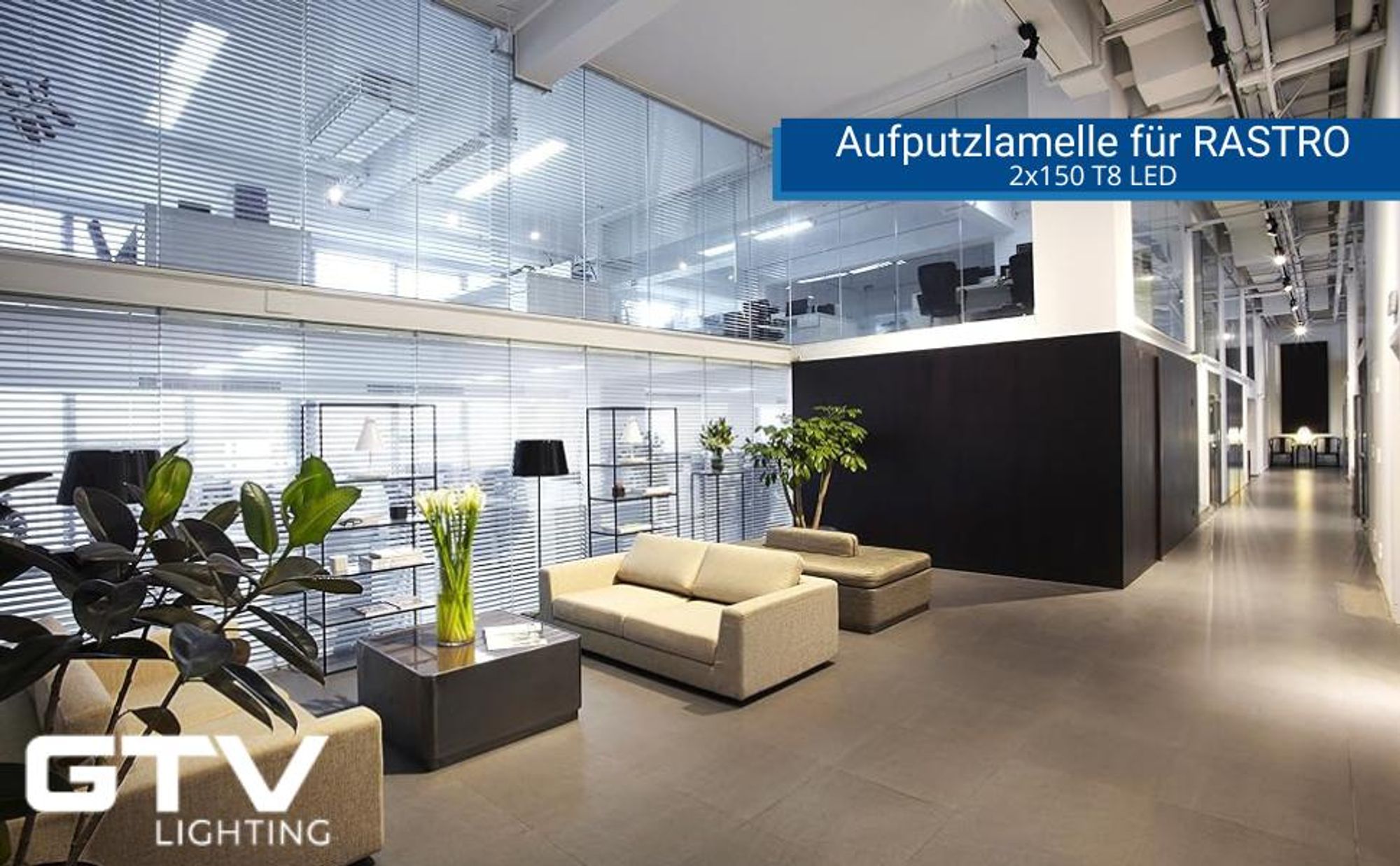 LED Rasterleuchte 2x150cm T8 Anbau - Leuchten Rasteranbauleuchte Stahlblech vorverdrahtet für Led Röhren Büroleuchte Deckenleuchte Deckenlampe - GTV