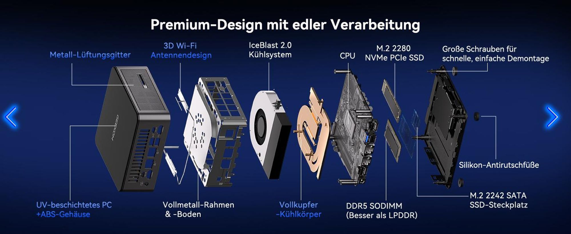 GEEKOM IT13 MAX Mini PC mit U9-185H(16C/22T, bis zu 5.1GHz), Dual 2.5G LAN Windows 11 Pro Mini Computer, 16GB RAM&1TB SSD| 6X USB | KI-Leistung| Intel