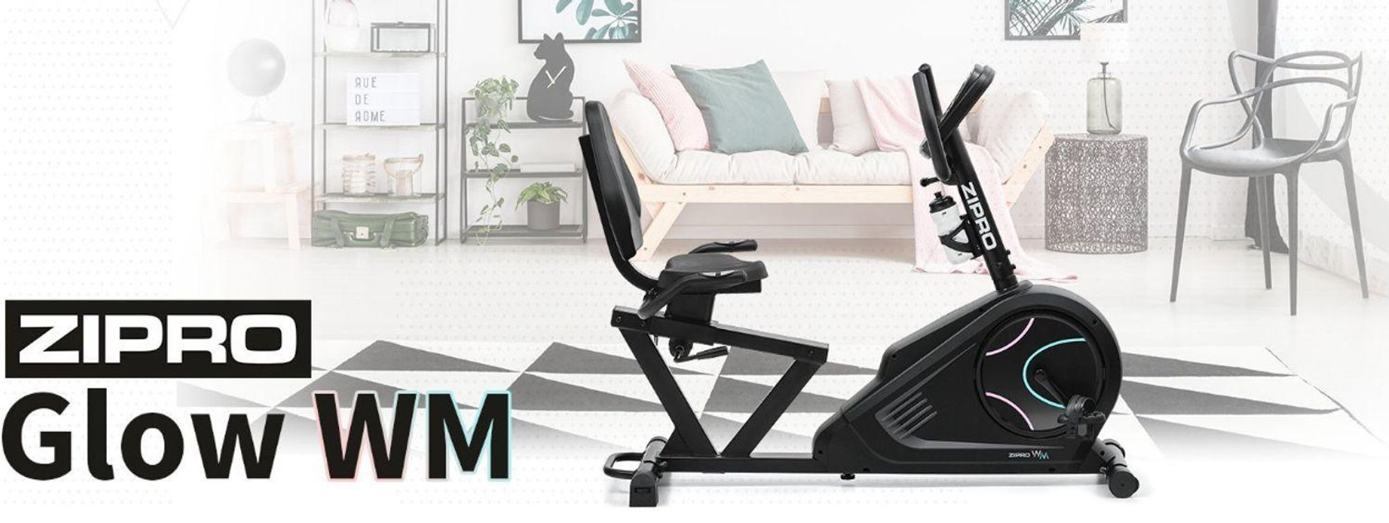 Ergometr Zipro Liegeheimtrainer Glow WM – biały rower poziomy dla seniorów i rehabilitacji Rower poziomy z aplikacją Opór elektryczny Oszczędzający plecy