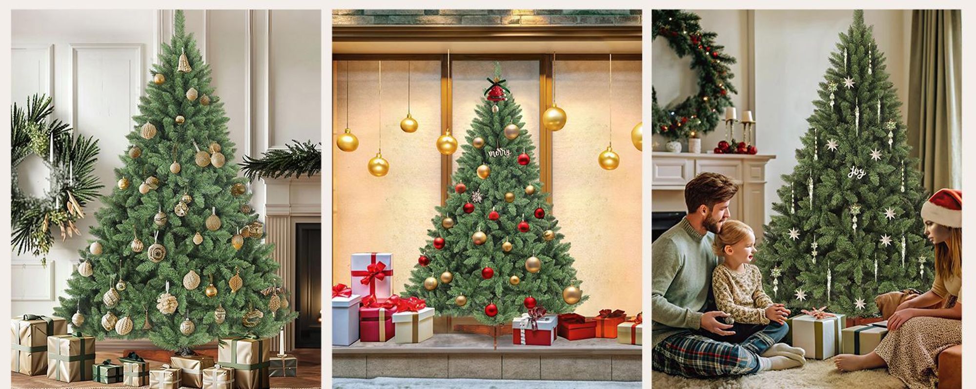 Salcar Künstlicher Weihnachtsbaum 210 cm Tannenbaum mit natürlichen Zweigfarben und Echtholzständer Christbaum Nordmanntanne, mit 1066 Zweigen