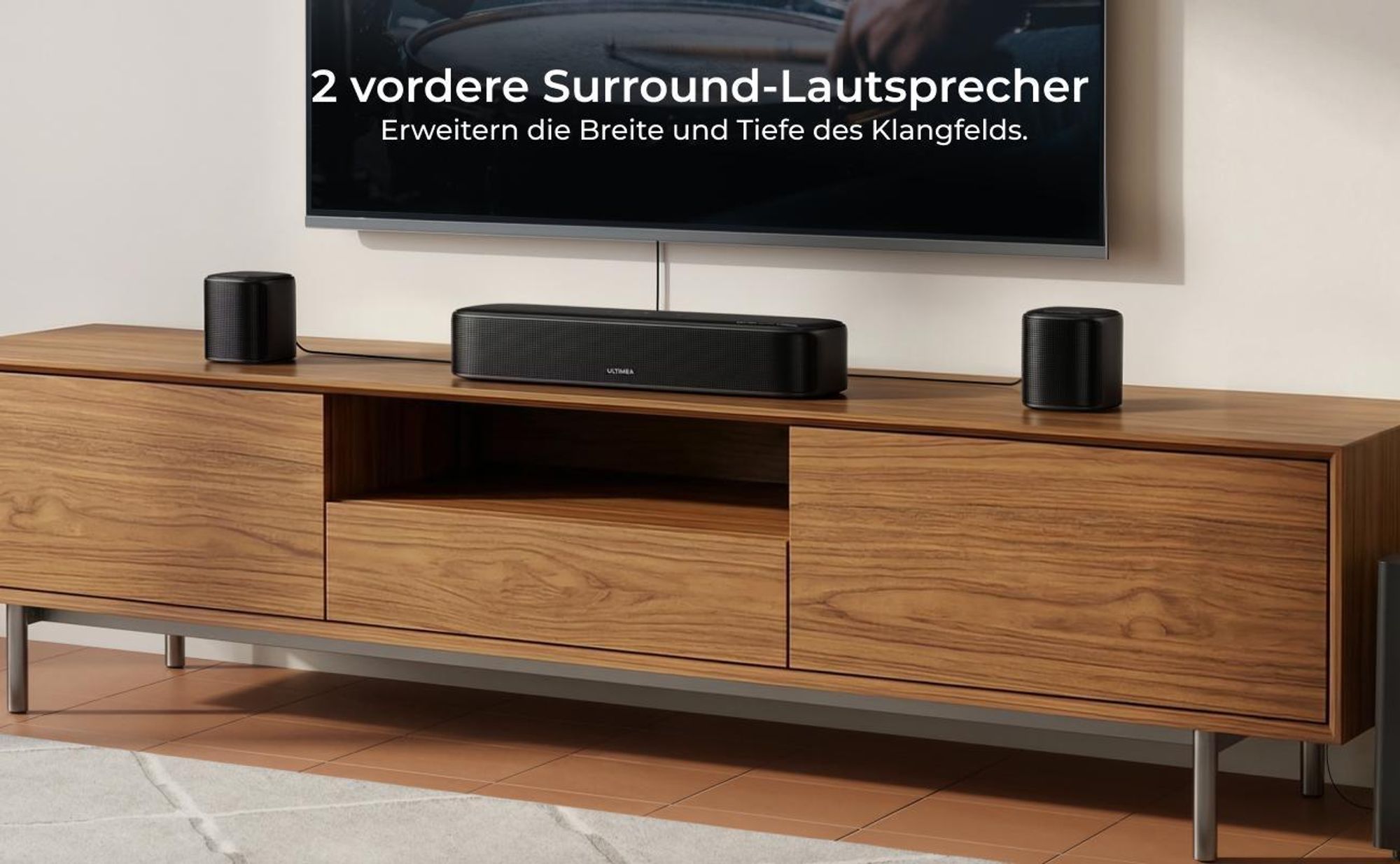 ULTIMEA Aura S5T - 7.1 Soundbar mit Dolby Atmos, 5,25'' Subwoofer, 4 Surround-Lautsprecher, HDMI eARC, App-Steuerung, 420W Spitzenleistung