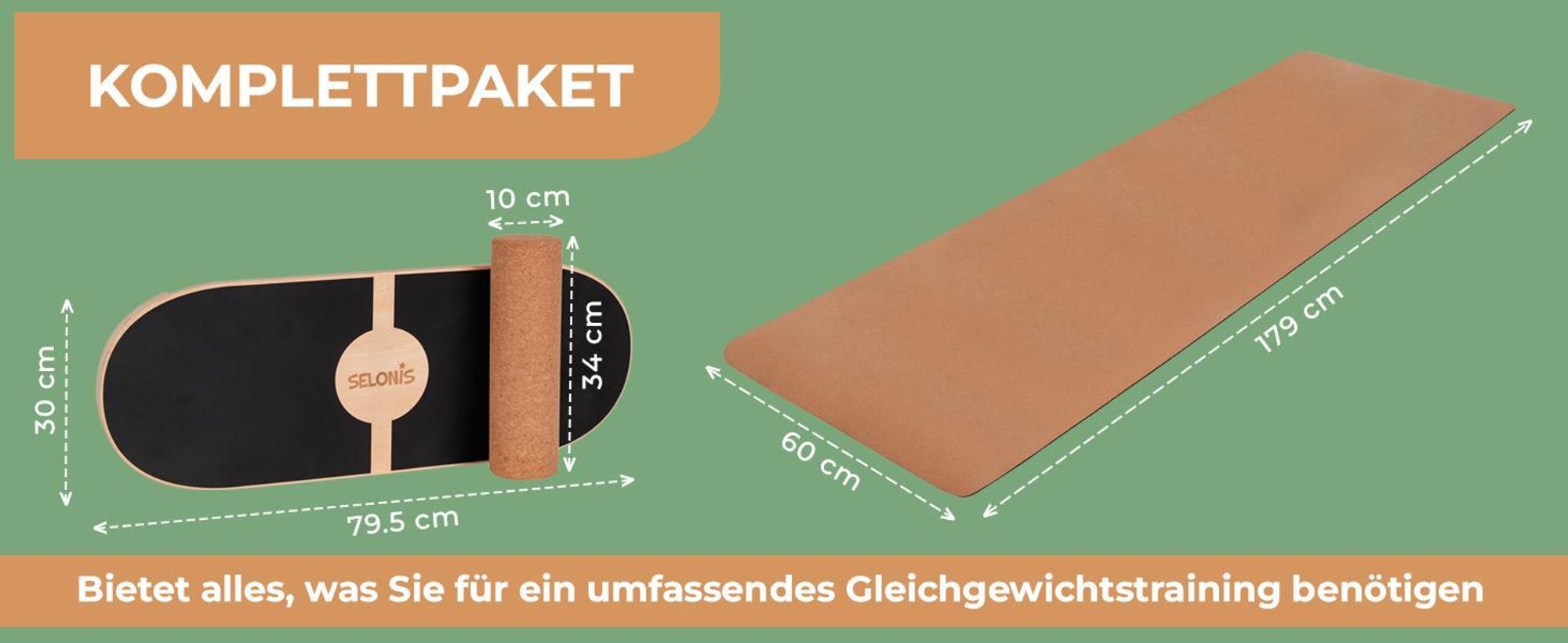 Selonis Balance Board Aus Holz Koordinationstraining Balancebrett Physiotherapie Skateboard Surfbrett Fitness Crossfit Yoga Mit Matte Für Erwachsene Und Kinder