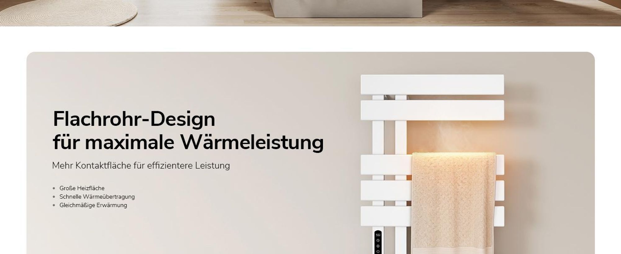 EMKE Elektrischer Handtuchheizkörper, WiFi APP Steuerung LED Touchscreen mit Timer, Handtuchtrockner 100x50cm 320W Weiß