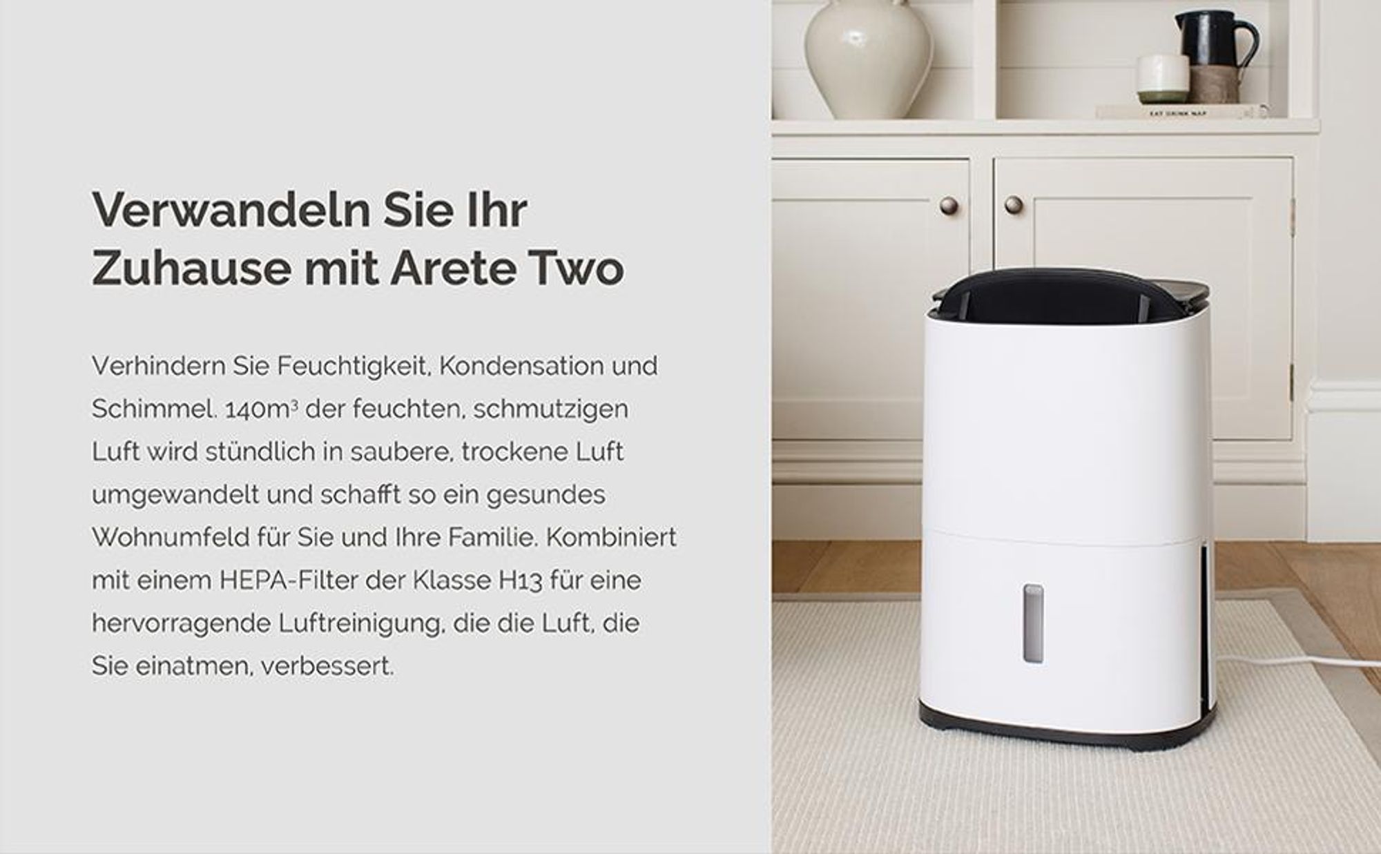 MecoDry Arete Two 12L Luftentfeuchter und Reiniger (weiß/schwarz)