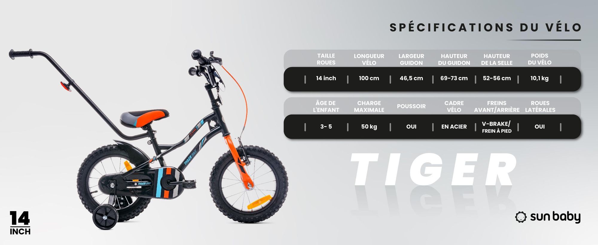Sun Baby Tiger Bike Vélo pour enfants Garçons Vélo avec roues stabilisatrices 12 14 16 pouces à partir de 2-6 ans BMX Enfants Vélo (12 pouces, vert)