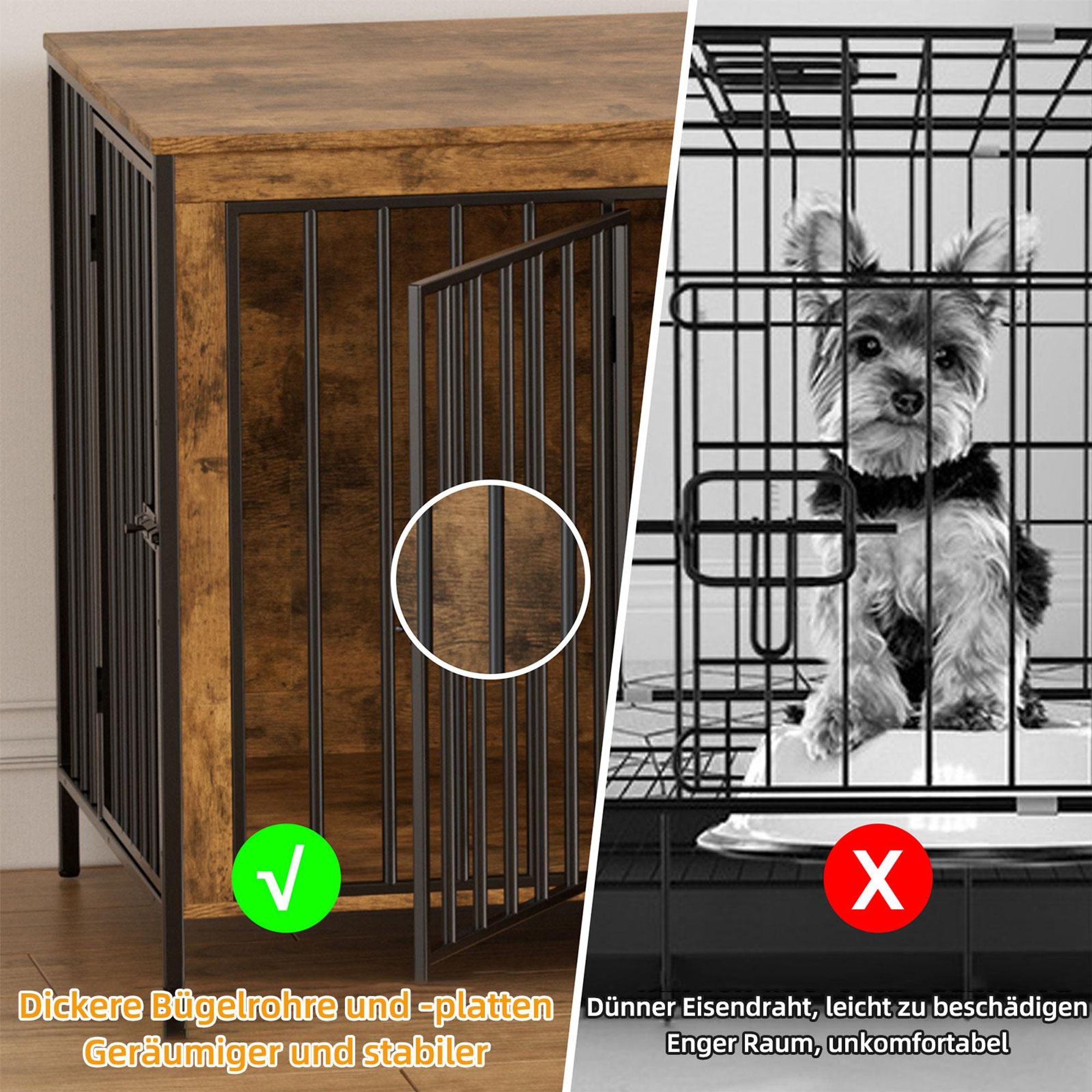 Hundekäfig mit 4 Türen 2 Hunde mit Trennwand, 200*70*85CM Hundebox Hundehaus mit Tischoberfläche, XXL Stabile Hundehütte für große Hunde, bis zu 200KG