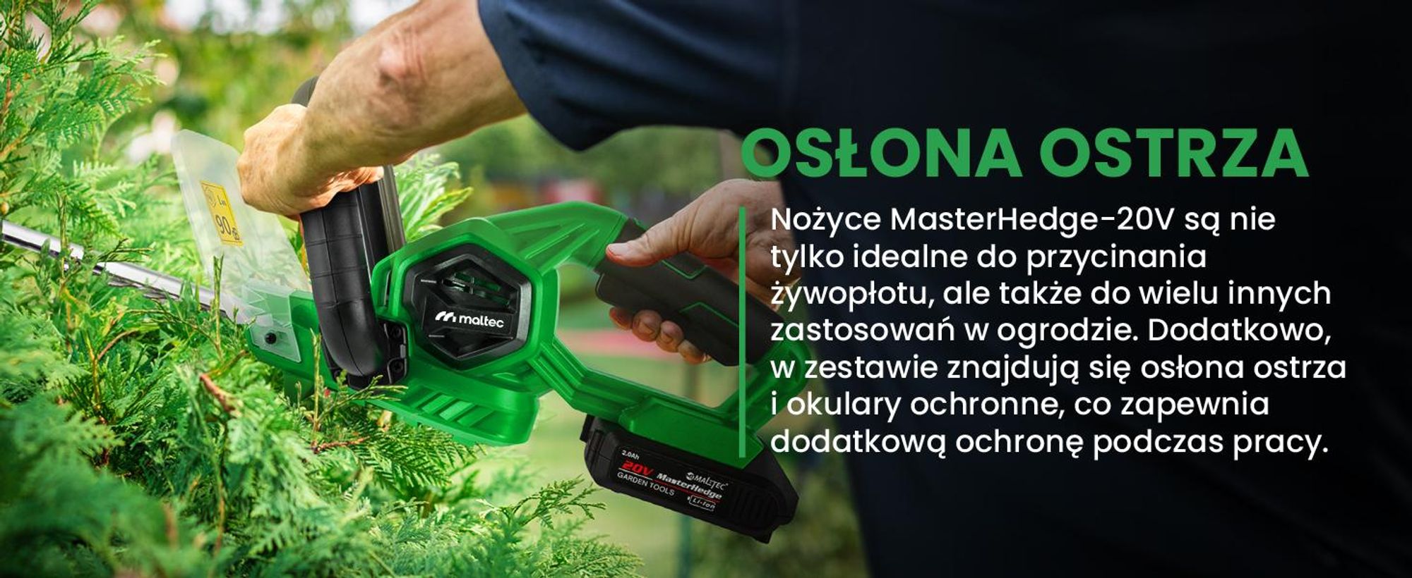 Nożyce do żywopłotu gałęzi na akumulator 2Ah z długim ostrzem 58cm