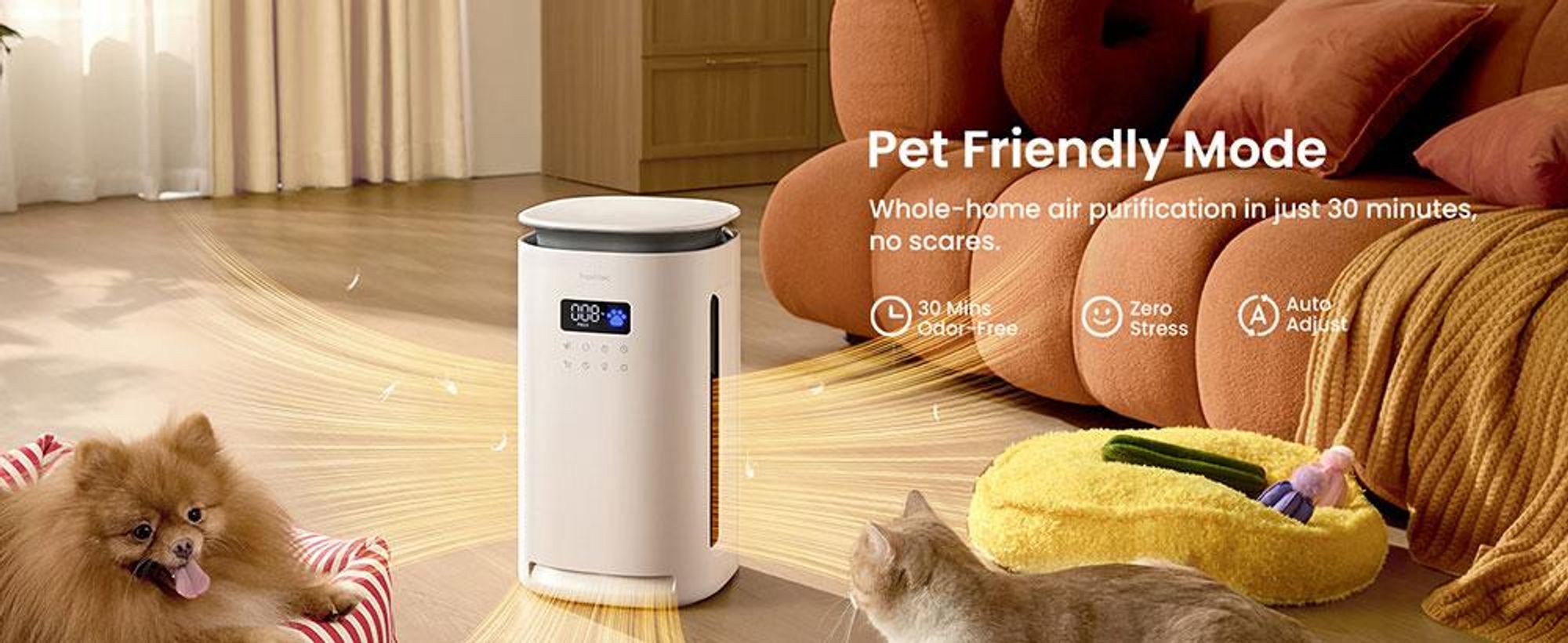 Provirtec Pawtent AP‑12 Luftreiniger für Haustiere – HEPA 13, 99.9% Filterung, leise, ozonfrei, 2000 sq. ft