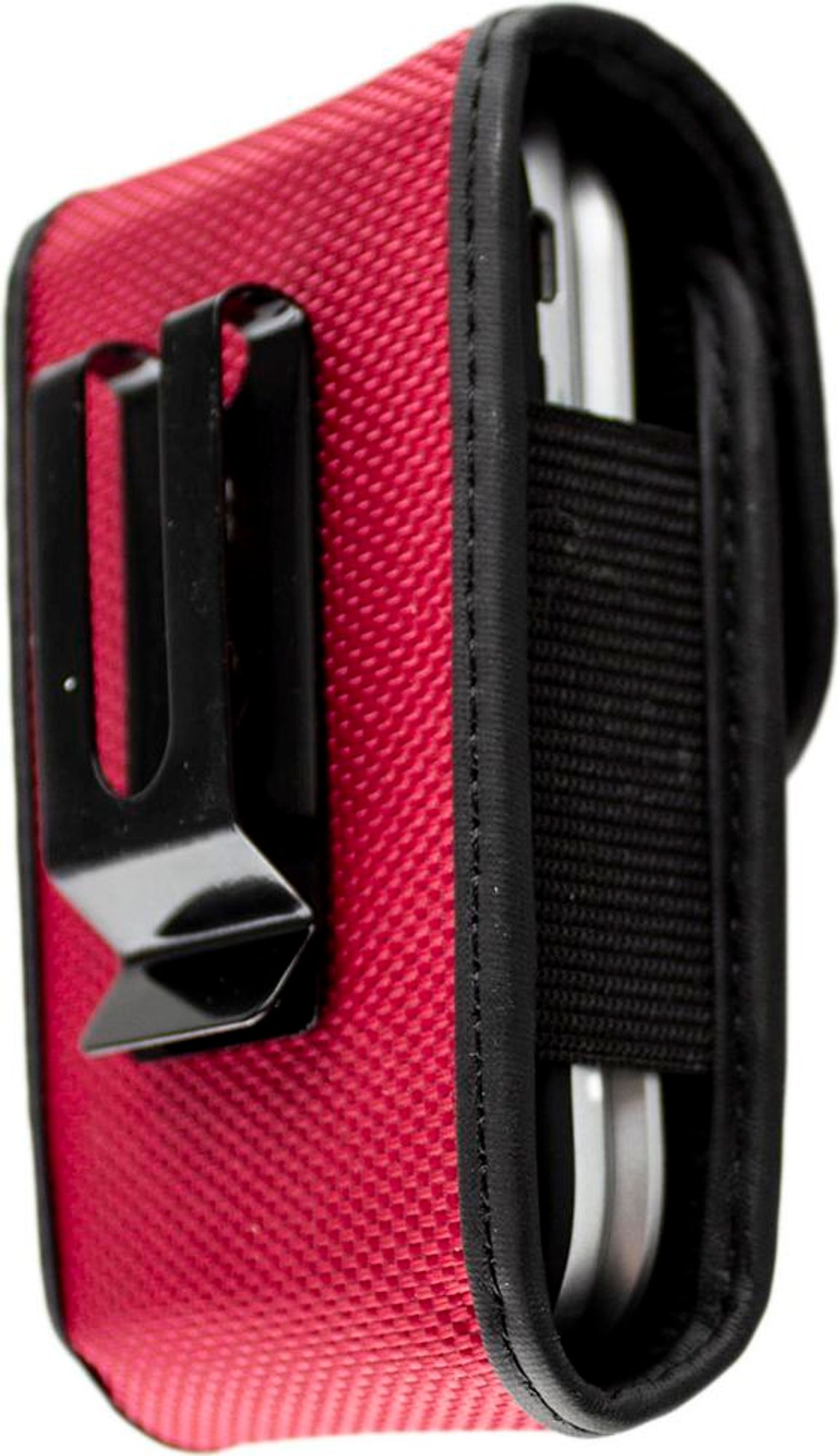 Hochwertige Nylon-Schutztasche für Doro Telefone, universell, mit Klettverschluss, Metall-Gürtelclip & Gummizug, Farbe schwarz Bild 4