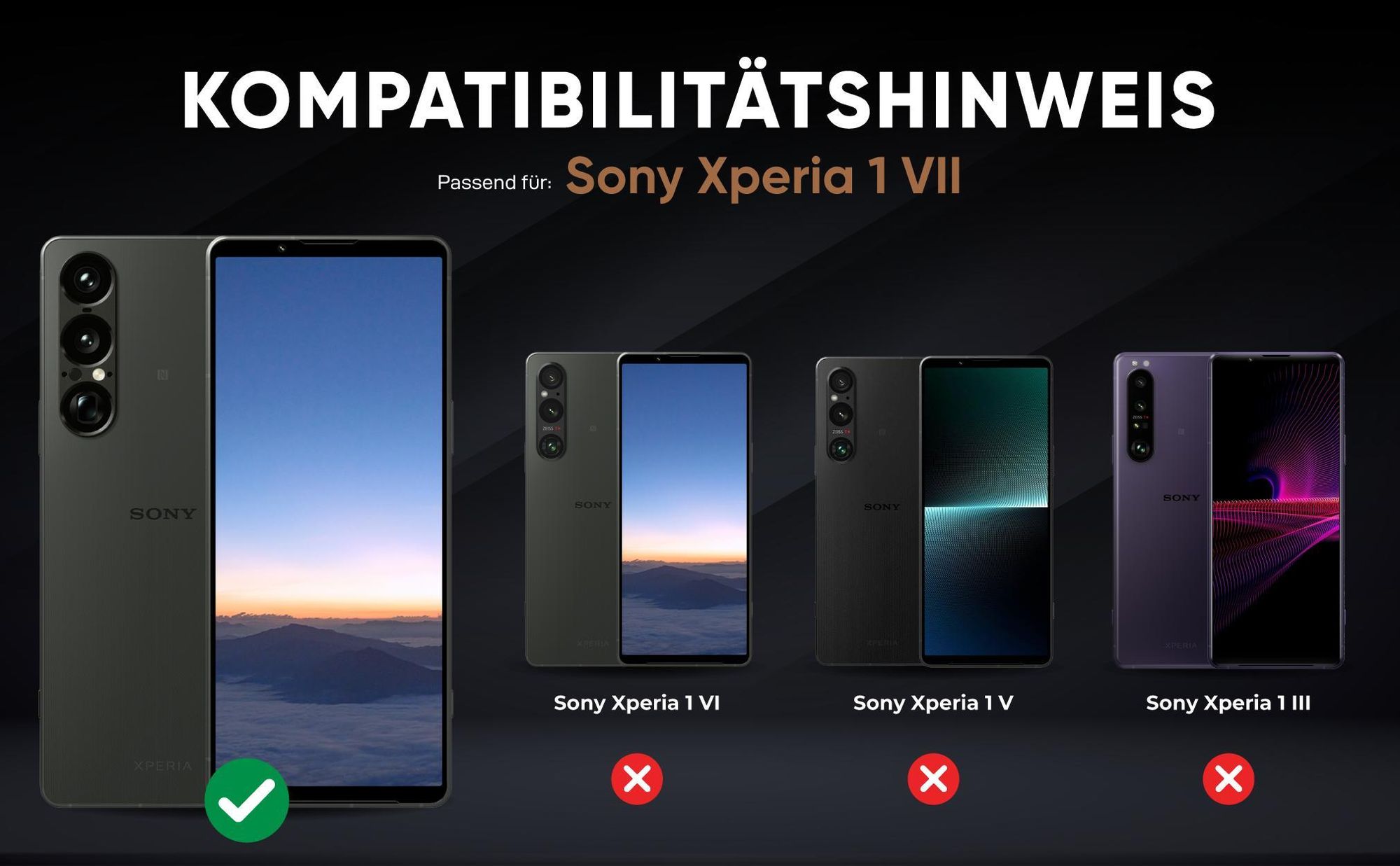 Kompatibilitätshinweise Hülle für Sony Xperia 1 VII