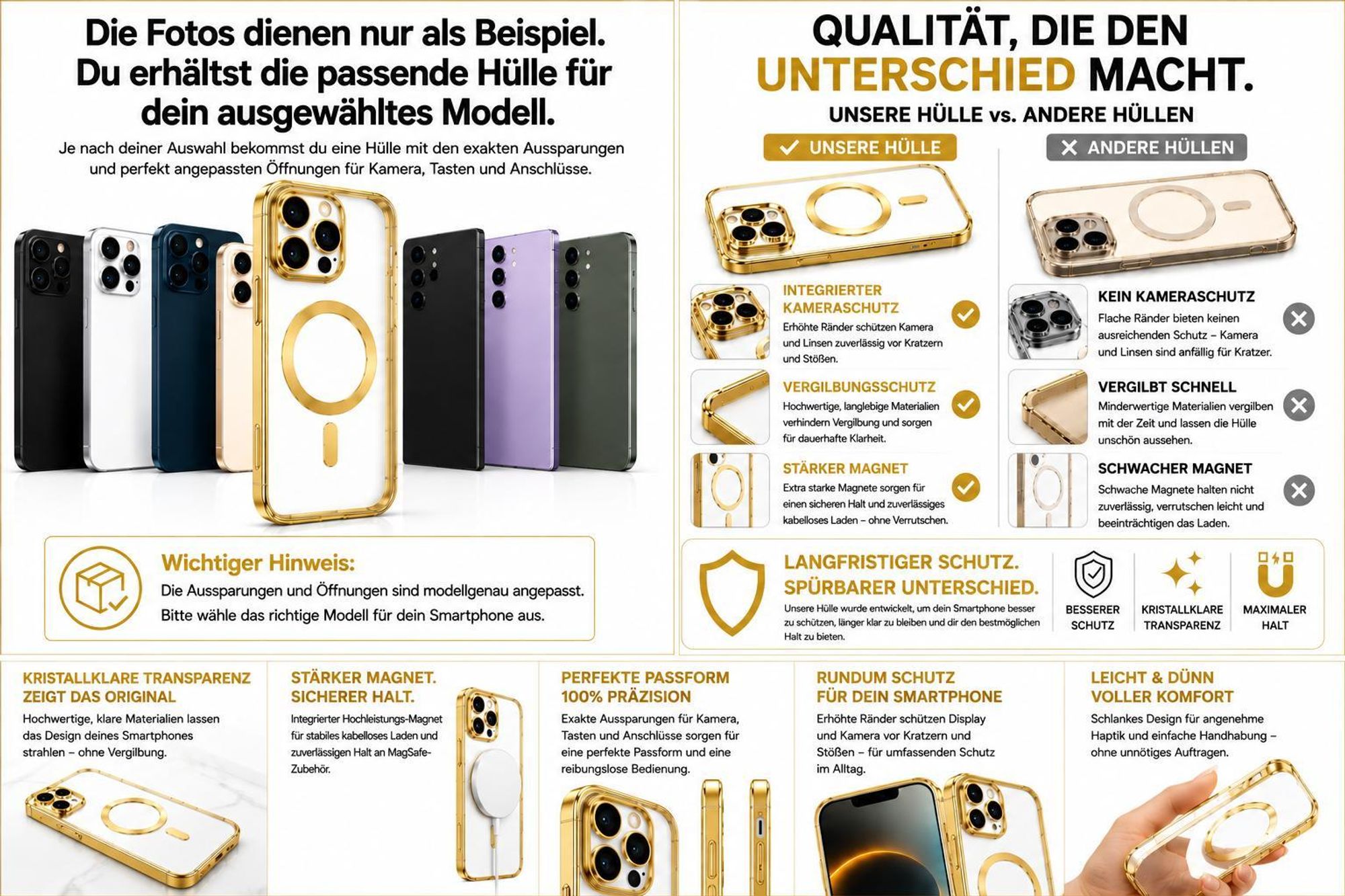 Magnet Handy Hülle passend für Apple IPhone 11 |  Schutzhülle mit Kameraschutz  Tasche Schutz Case | kompatibel mit Magsafe |  TPU Silikon Gold